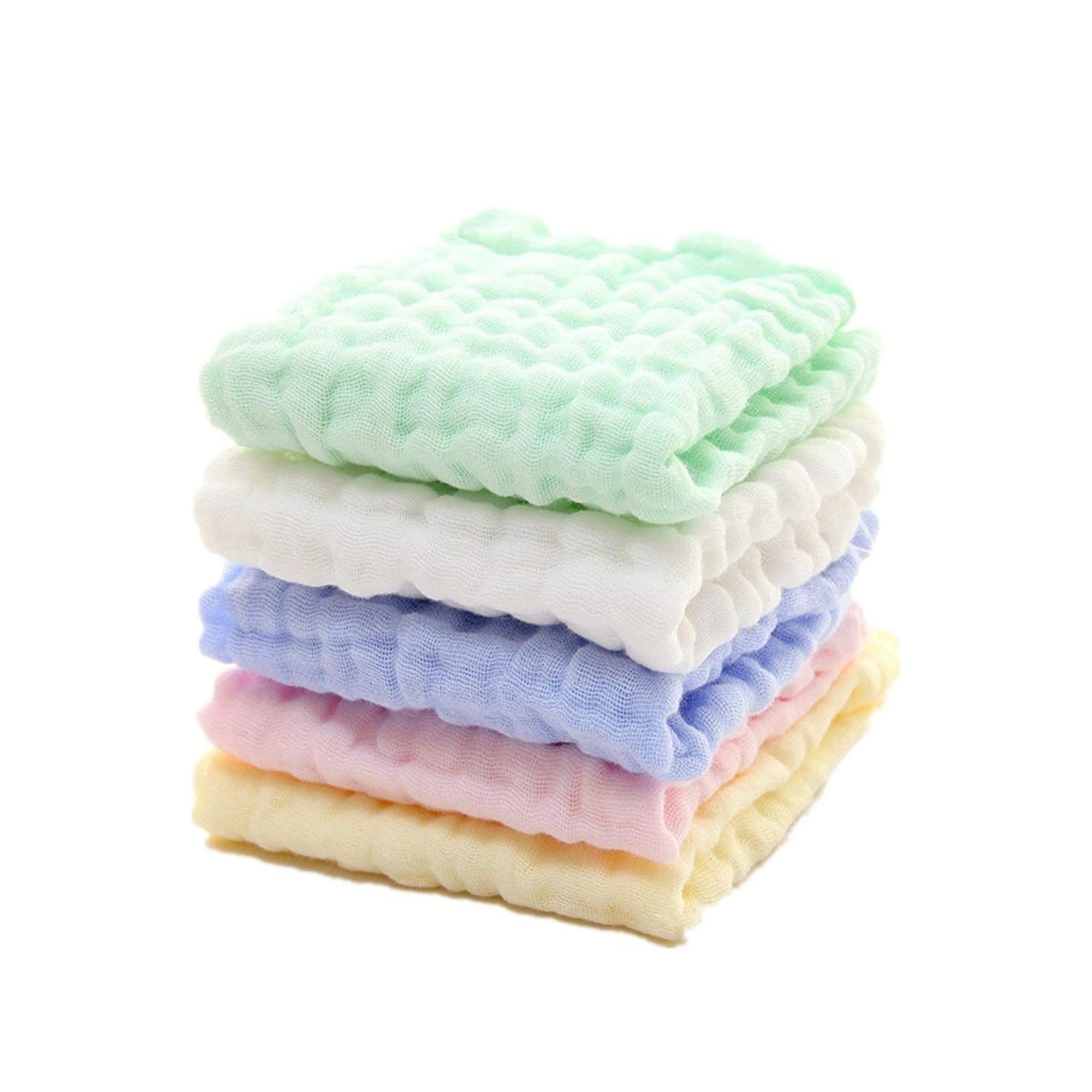 SKY TOUCH 5-Piece Muslin Baby Washcloths & Towels – Natural Organic Cotton Soft Washcloths for Newborns & Sensitive Skin