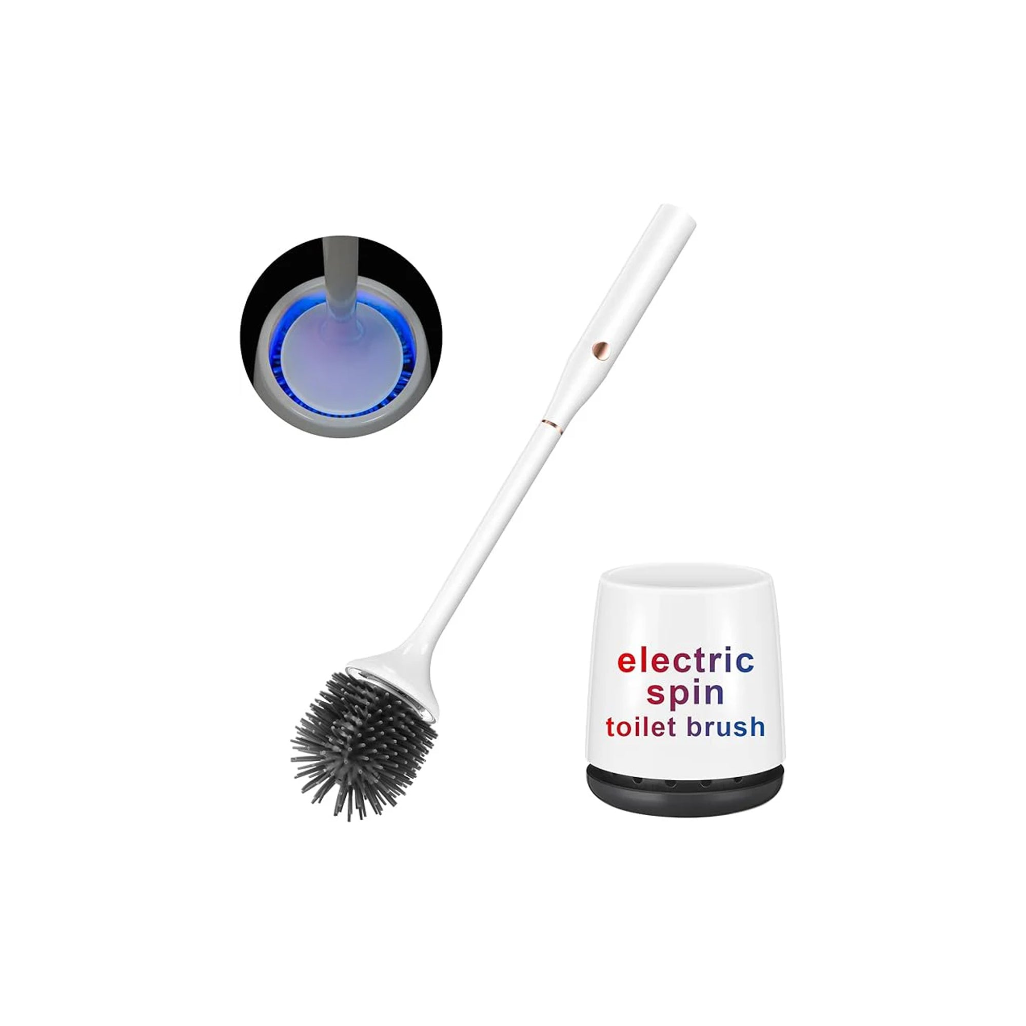 Ratolo Electric Toilet Brush Rechargeable Silicone Toilet Bowl Brush and Holder Ventilated Wall Mounted or Floor Standing No Drilling
