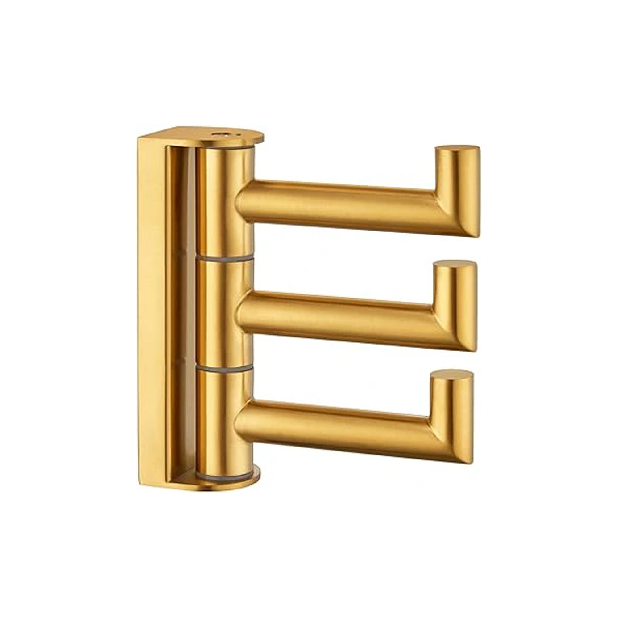 Angle Simple 3 Arms Towel Rack Brushed Gold 304 Stainless Steel Swivel Triple Towel Holder Wall Mount