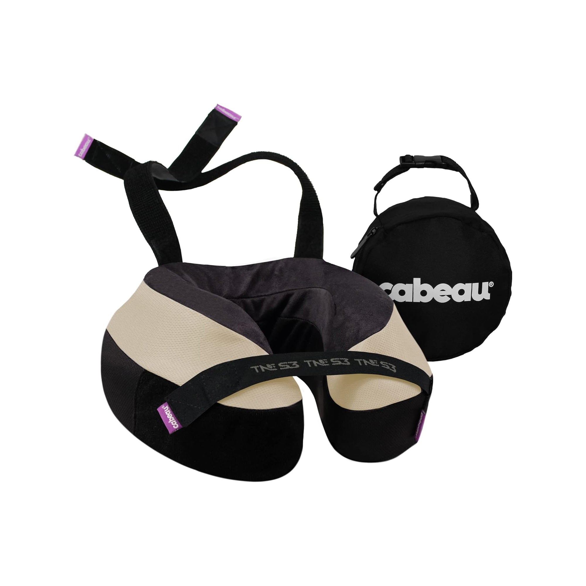 Cabeau Travel Neck Pillow TNE S3 – Memory Foam Neck Support Pillow for Airplanes with Seat Straps for Long Flights