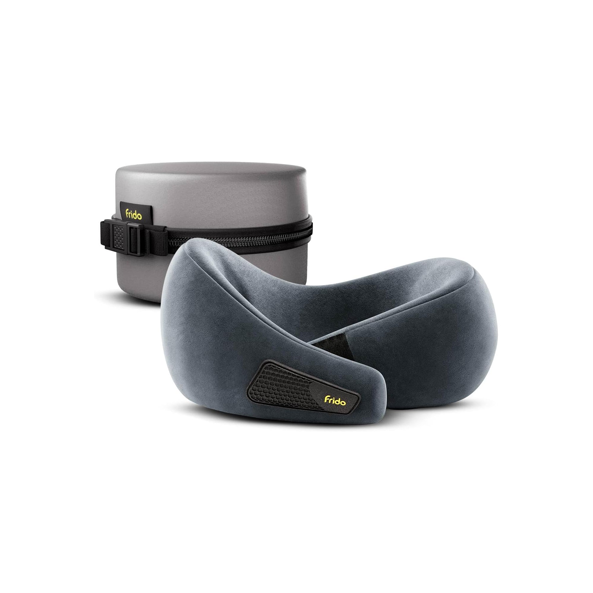 Frido Travel Neck Pillow – Hi-Per Memory Foam Neck Support Pillow, Lightweight Adjustable Velcro Travel Pillow for Flight & Car Use