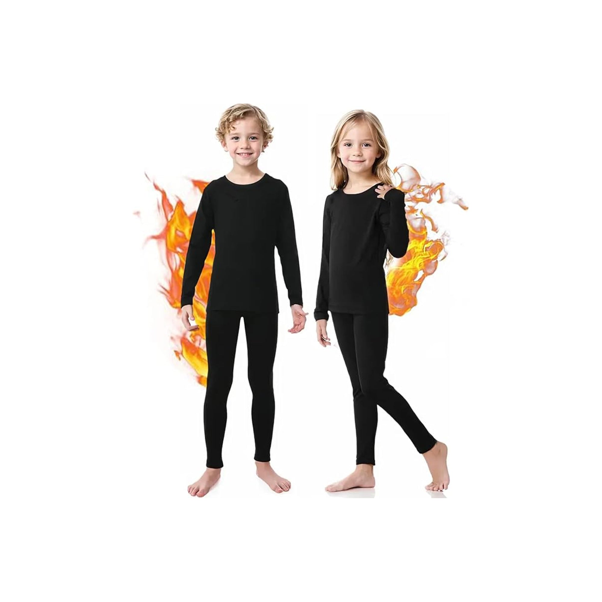 Kids Thermal Underwear Set – Long Sleeve Base Layer Long Johns Pajama Set for Boys & Girls, Warm Compression Thermal Wear for Skiing & Sports