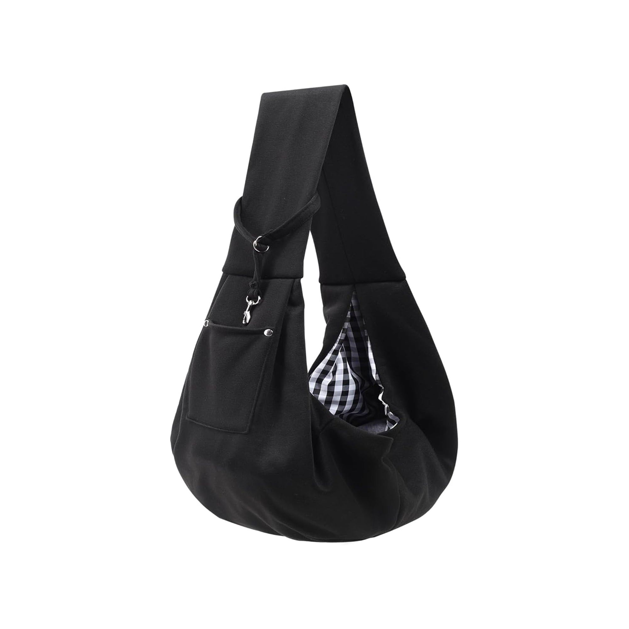 Dog Carrier Sling – Reversible Puppy Carrier Purse with Storage Pocket, Hands-Free Pet Sling for Small Dogs & Cats (Black)