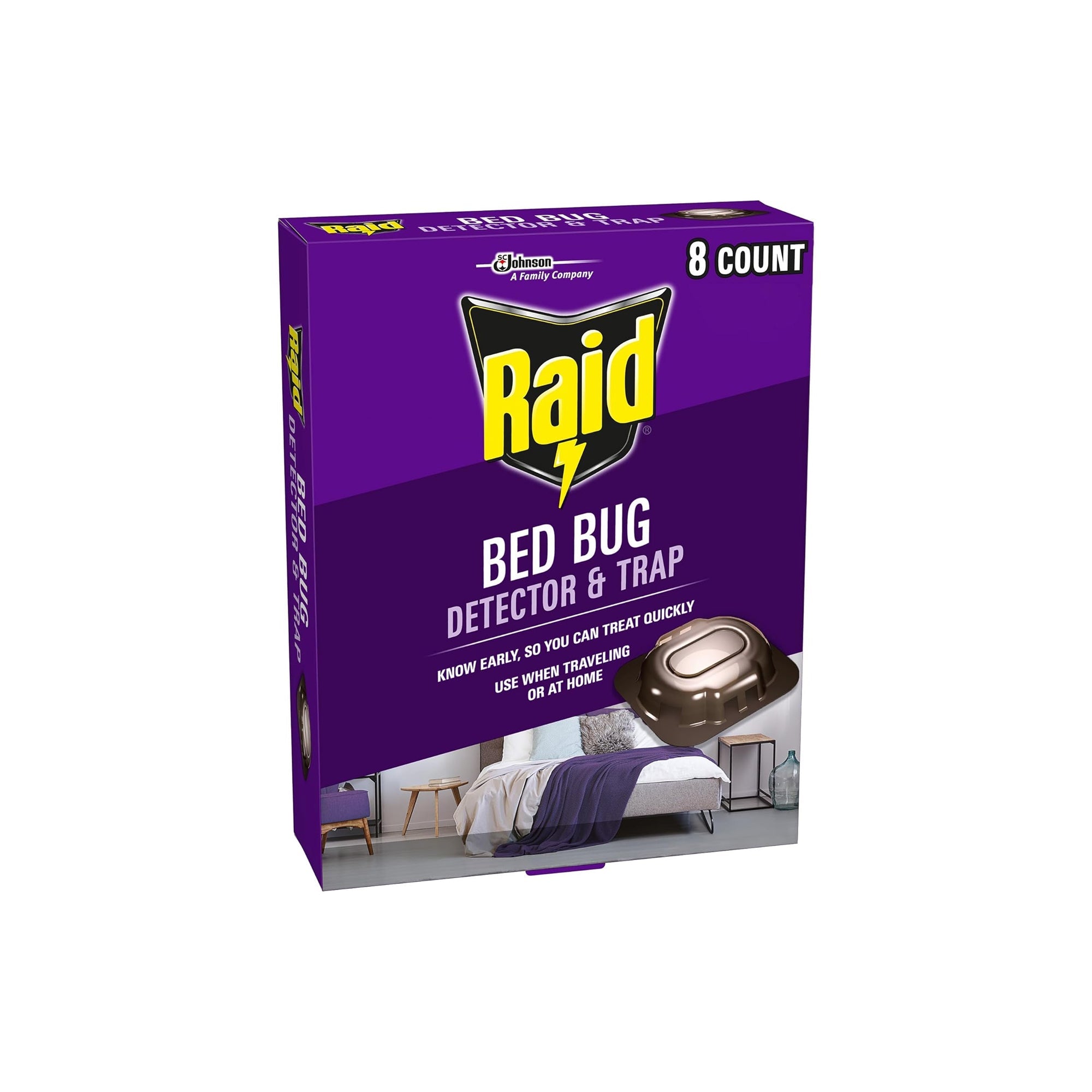 Raid Bed Bug Detector & Trap – Early Detection & Monitoring Kit for Home and Travel (8 Count)