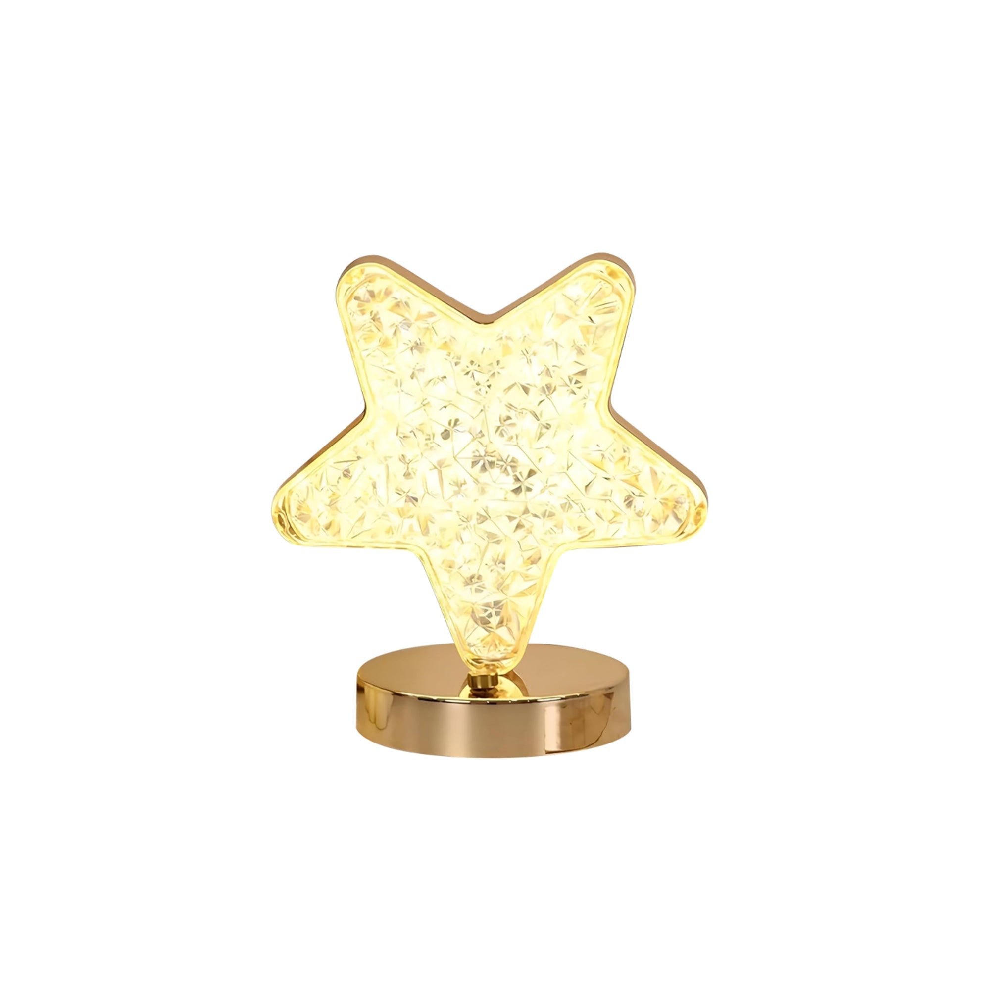 Lewondr Star Table Lamp Rechargeable LED Bedside Lamp Dimmable 3 Colours USB Crystal Star Light