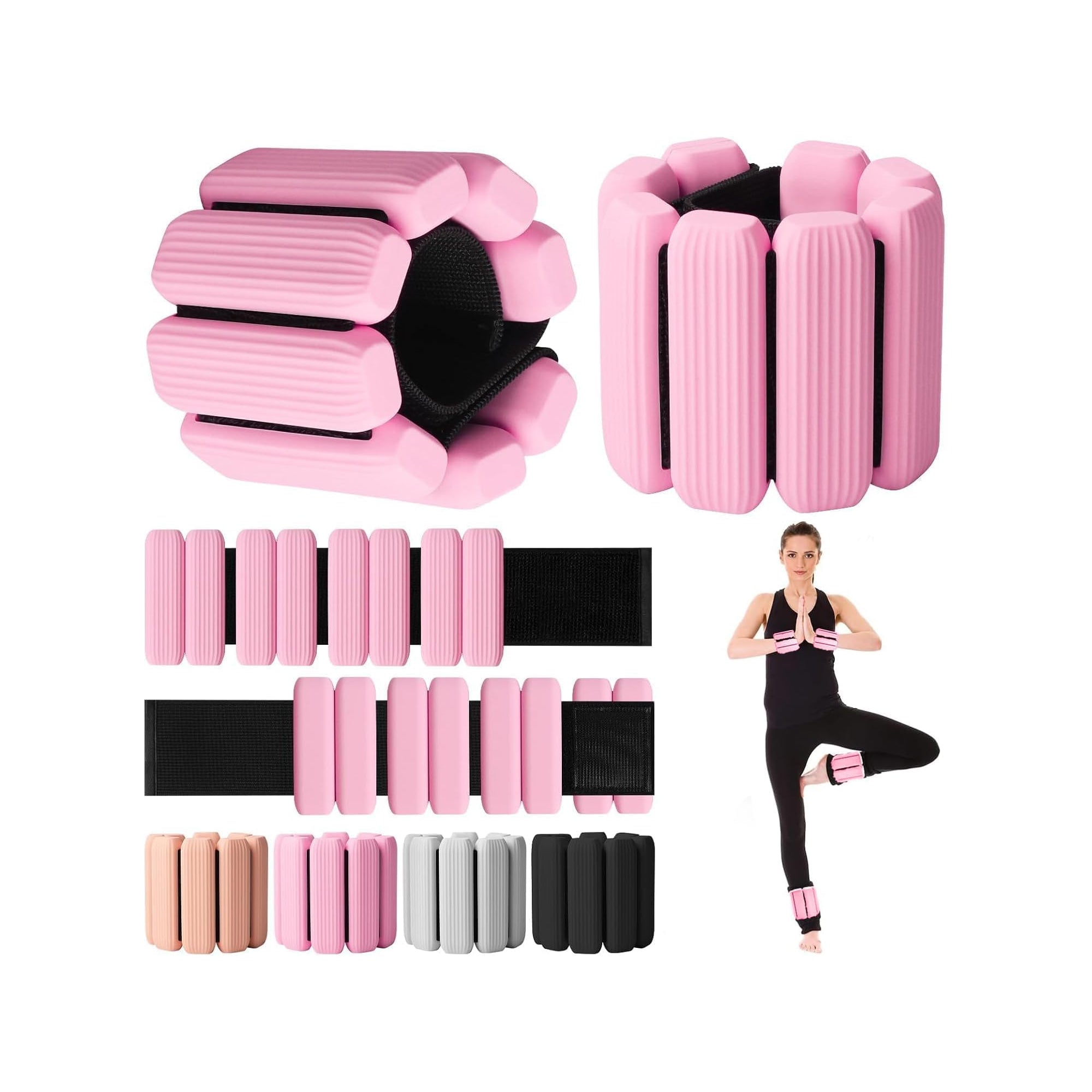 2 Pack Adjustable Wrist & Ankle Weights (0.5kg Each) – Pilates & Fitness Weights for Women & Men