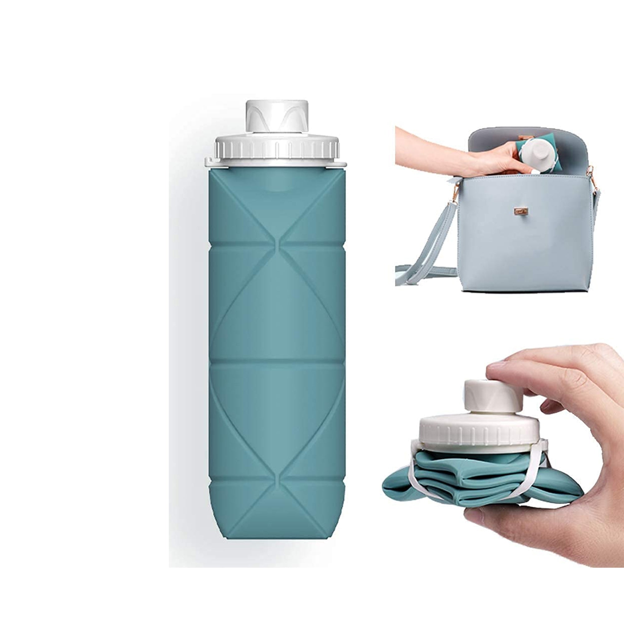 SPECIAL MADE Collapsible Water Bottle – Foldable BPA-Free Silicone Travel Bottle with Leakproof Valve for Gym, Camping & Hiking (Dark Green)