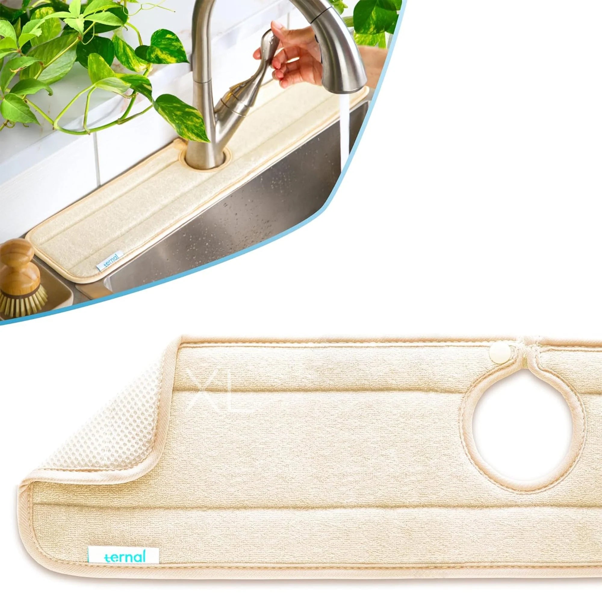 Ternal Kitchen Sink Mat Ÿ?? Absorbent Microfiber Splash Guard & Drip Catcher