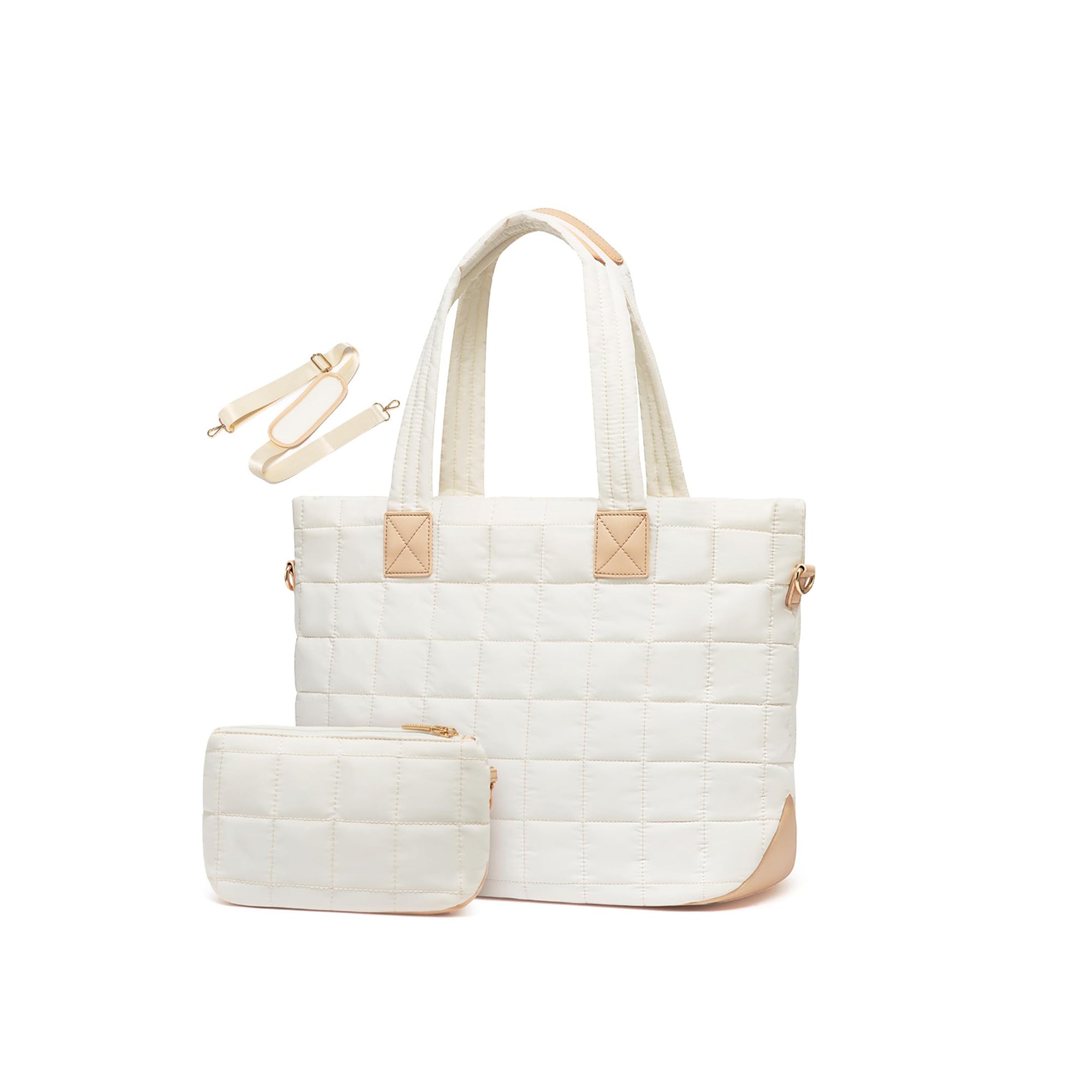 Tote Bag for Women 26L Quilted Puffer Tote with Zipper – Lightweight Large Shoulder Bag for Work, Travel & Gym, Fits 15.6 Inch Laptop (45x18x32 CM)