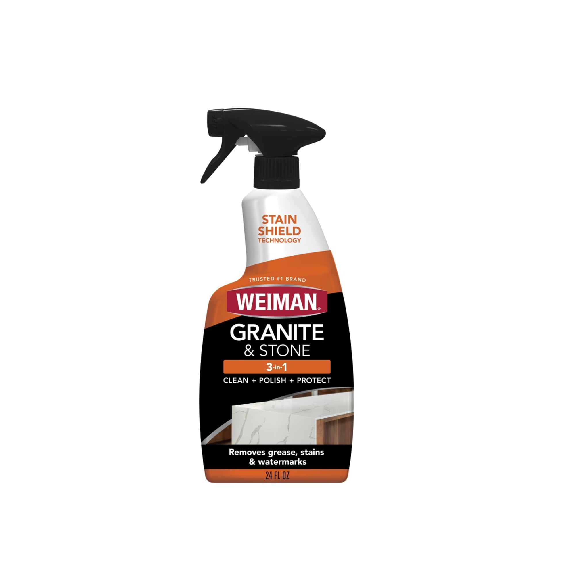 Weiman Granite Stone Cleaner, Polish & Protect – 24oz pH-Neutral Streak-Free Formula for Natural Stone Surfaces (Interior & Exterior)