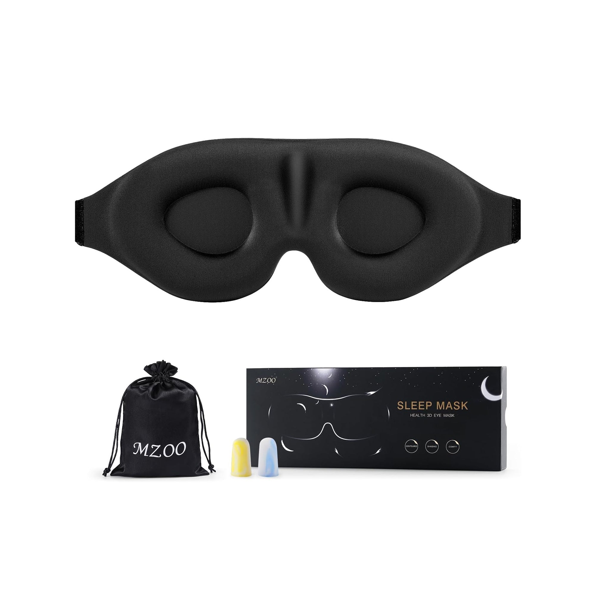 MZOO Luxury 3D Sleep Eye Mask for Side Sleepers – Zero Eye Pressure Light Blocking Blindfold for Men & Women