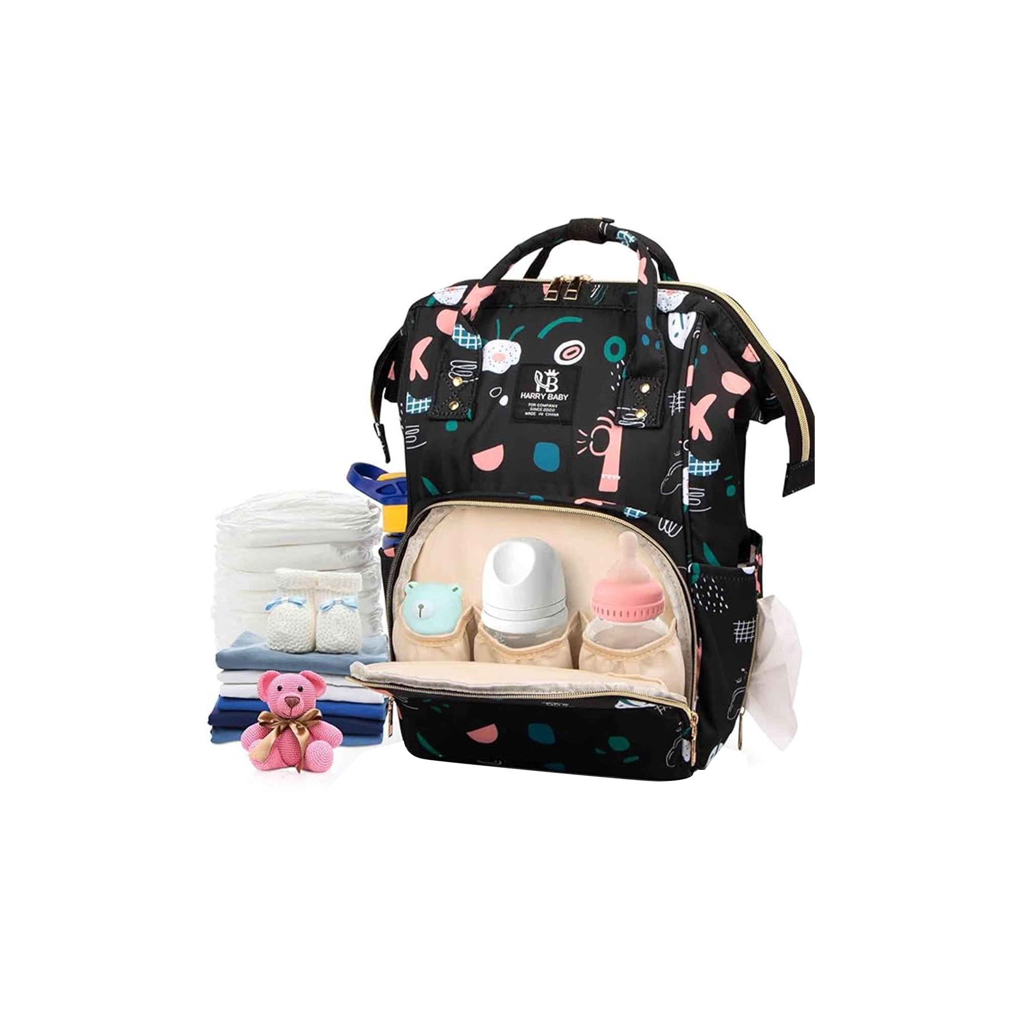 Homarket Diaper Bag Backpack – Large Capacity Baby Bag with Insulated Pockets, Waterproof Multifunctional Diaper Backpack for Girls & Boys