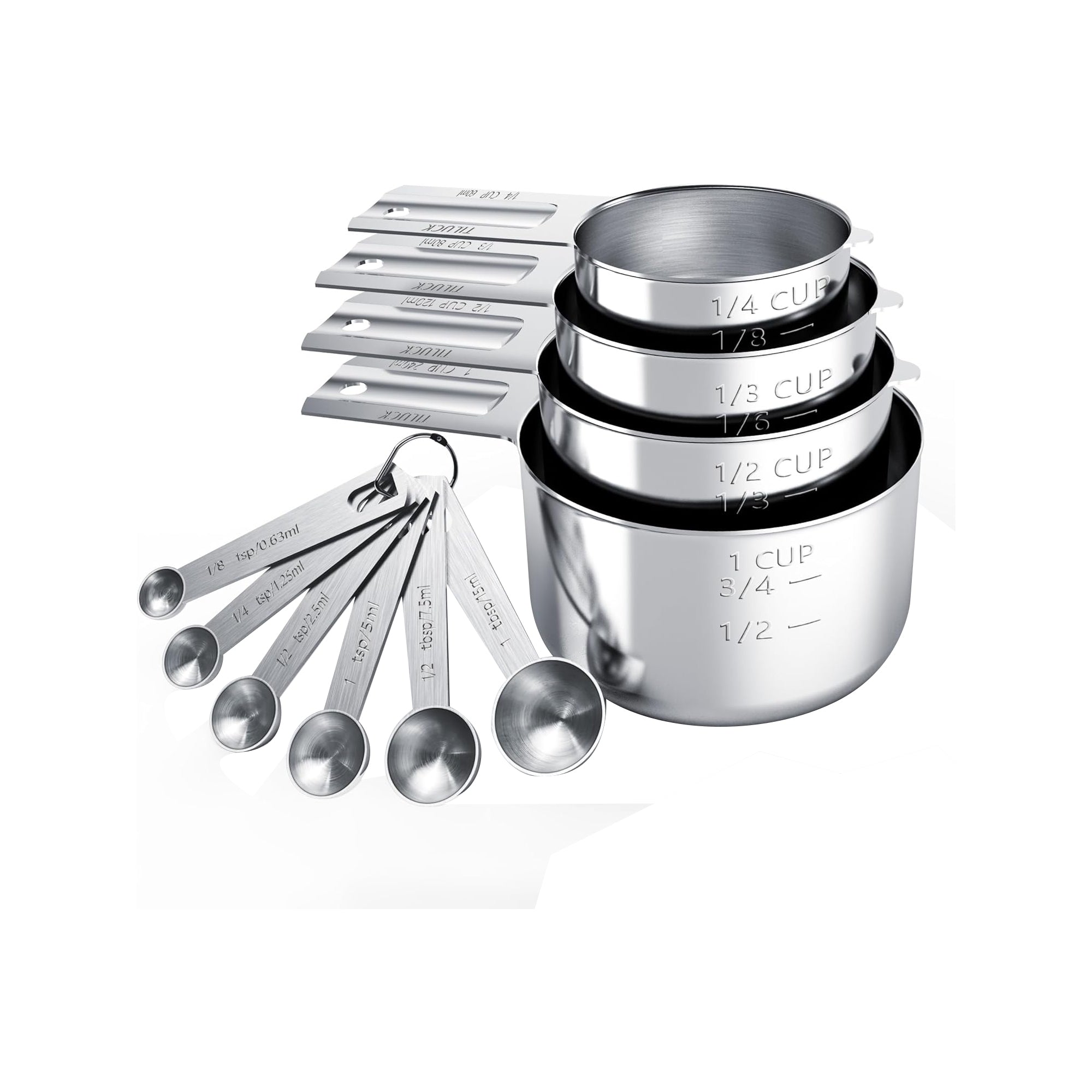 TILUCK Stainless Steel Measuring Cups and Spoons Set (10 Pieces) – Kitchen Tools for Cooking & Baking