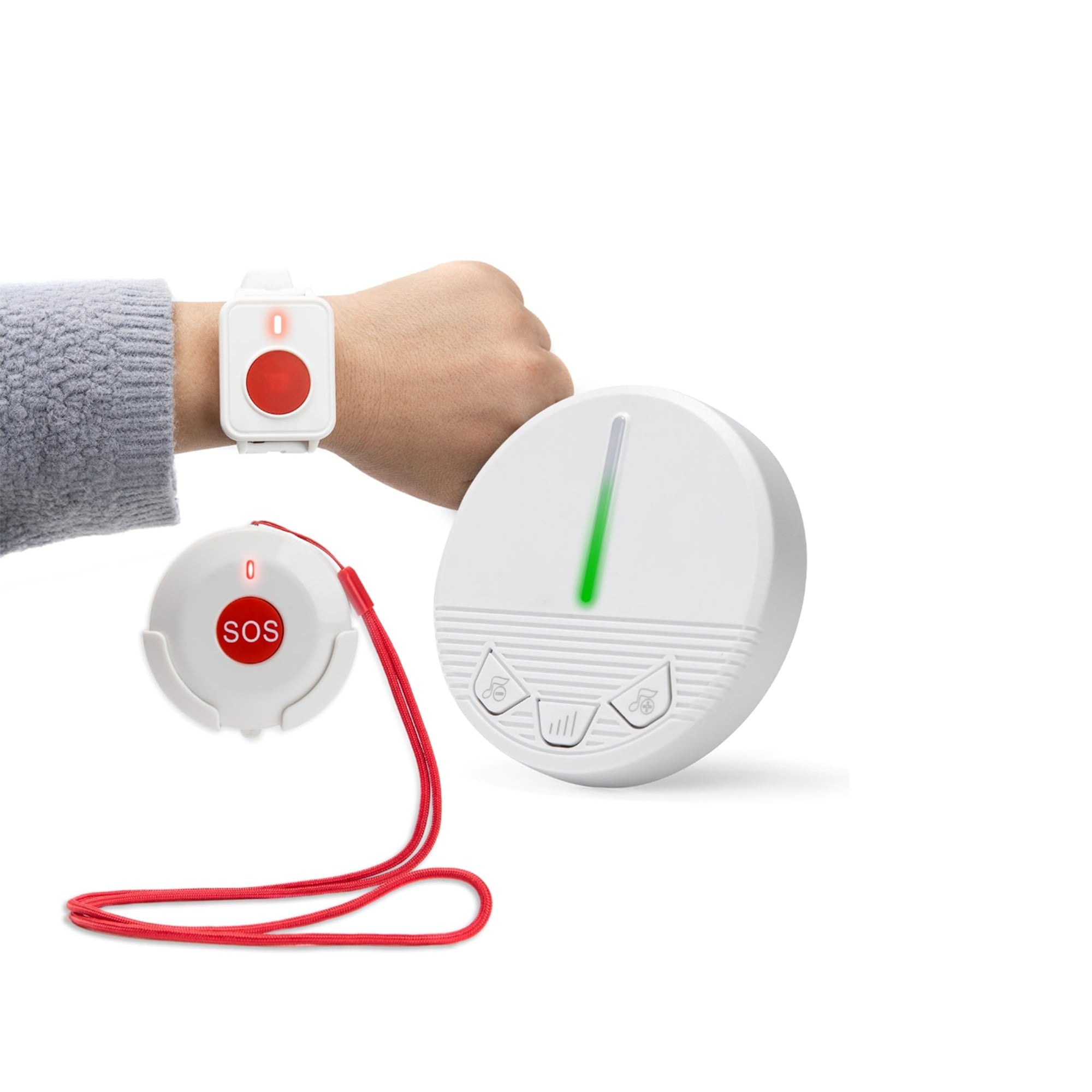 Caregiver Pager Emergency Button – Wireless Nurse Call System with 2 Call Buttons & Plug-in Receiver for Elderly, Patients & Disabled Monitoring