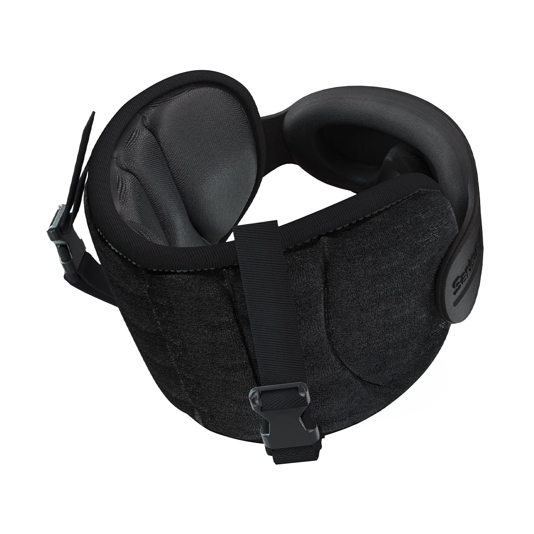 Travel Neck Pillow with Eye Mask Airplane Neck Pillow for Long Flights, Car Travel Headrest Cushion (Black)