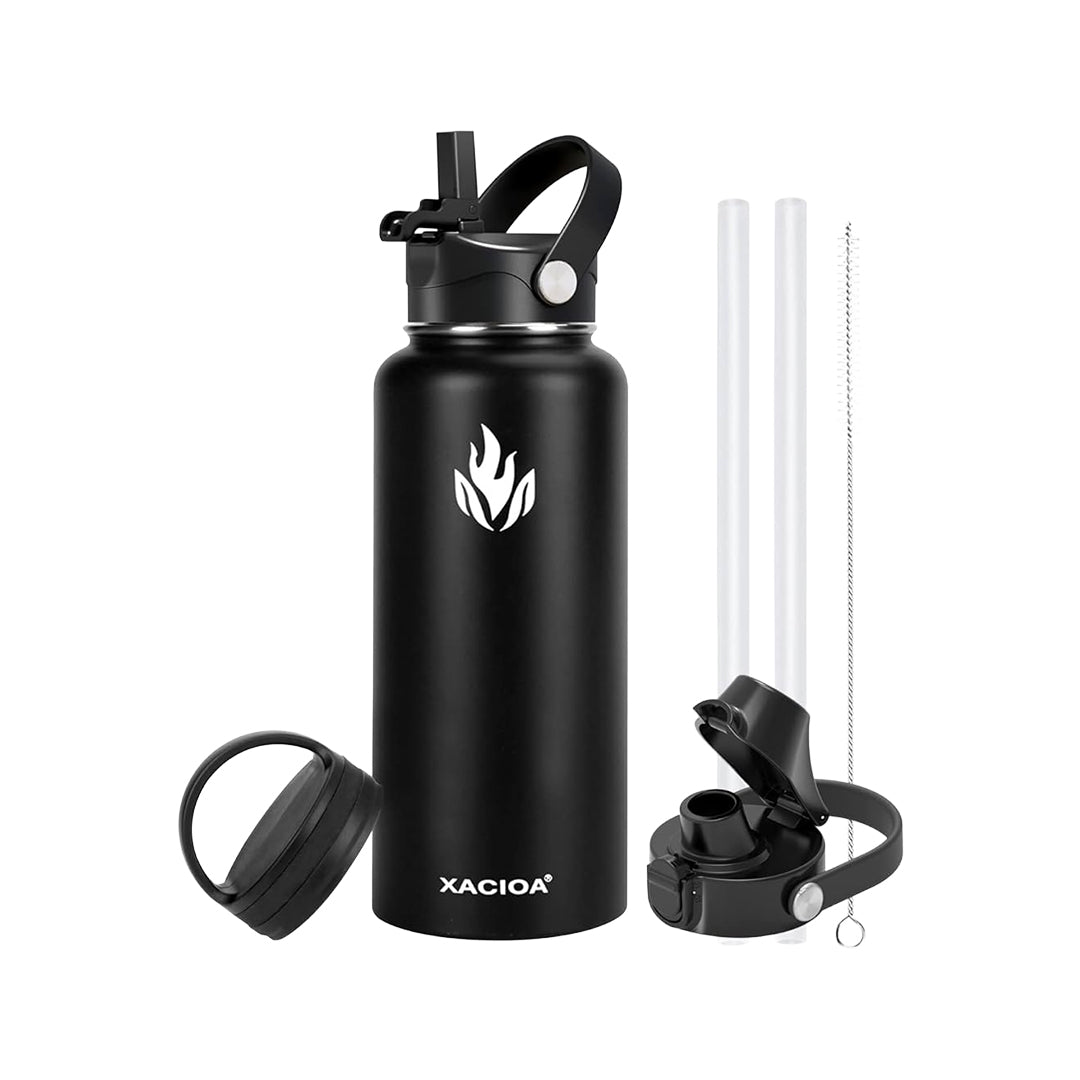 Stainless Steel Water Bottle, 950 ml / 1200 ml Vacuum Insulated Drinking Bottle, Leak-Proof with Straw Lid, BPA-Free Sports for Outdoor Camp