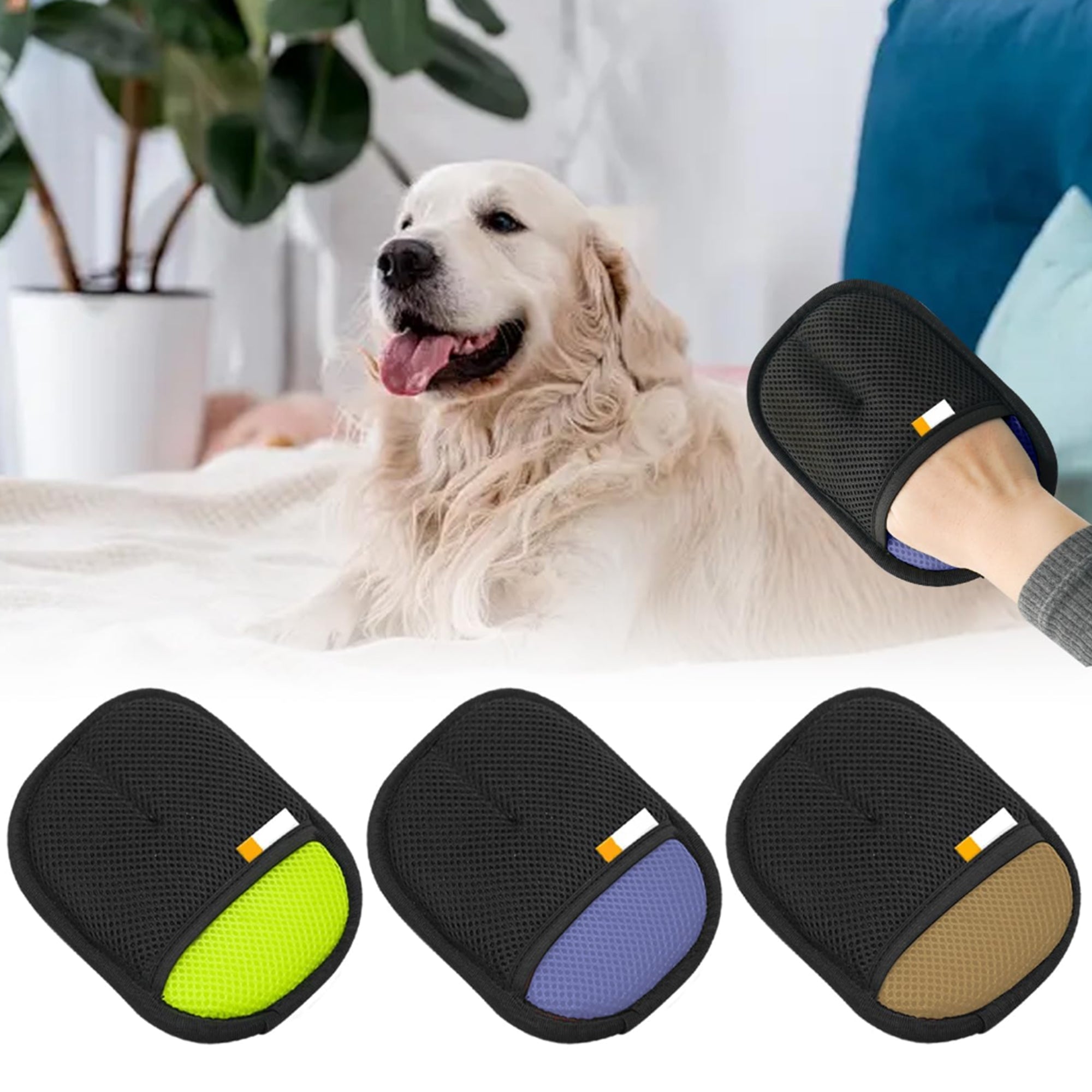 "Azonee 3-Pack Pet Hair Remover Glove | 2025 Upgraded Electrostatic Hair Removal Gloves for Cats & Dogs – Reusable, Washable Two-Way Brush | Removes Hair from Bed Sheets, Couch, Clothes & Carpet
"