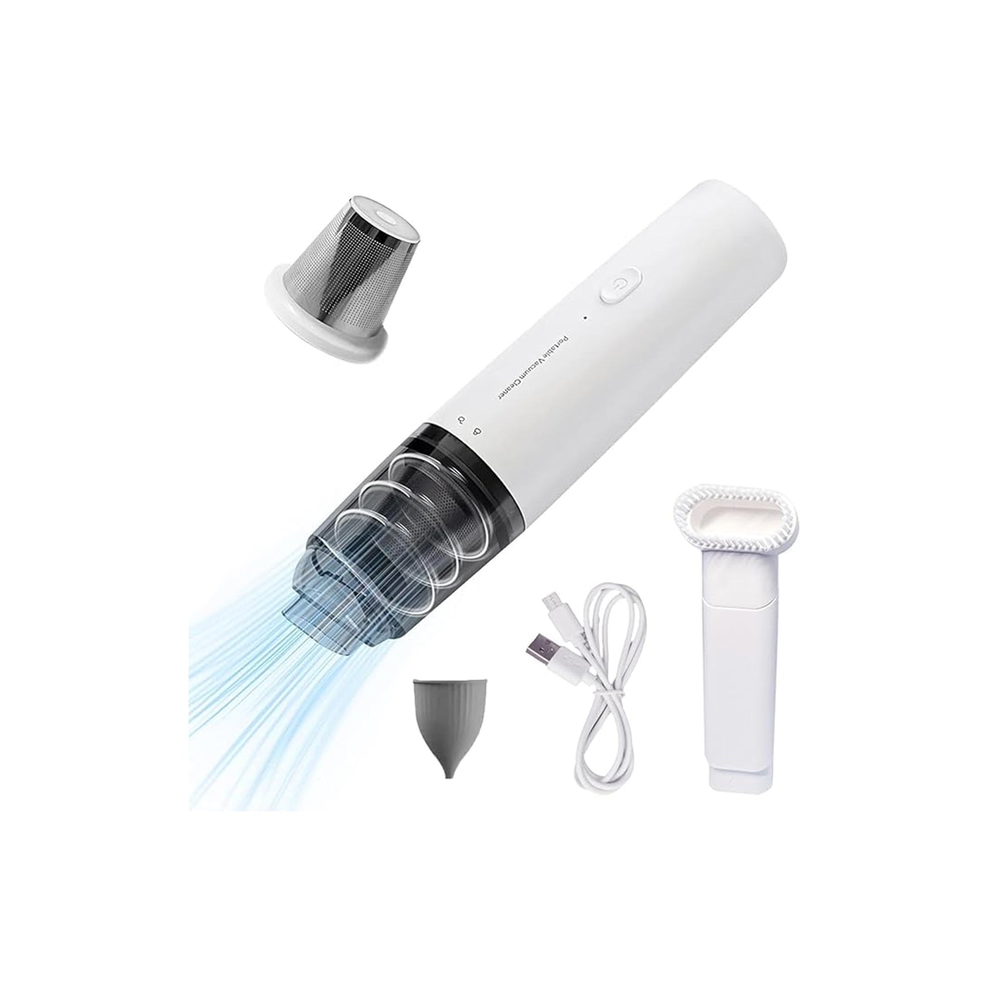 ZERIFAM Mini Handheld Vacuum – Cordless Portable Vortex Vacuum Cleaner with Rechargeable Battery for Home, Kitchen & Office (White)