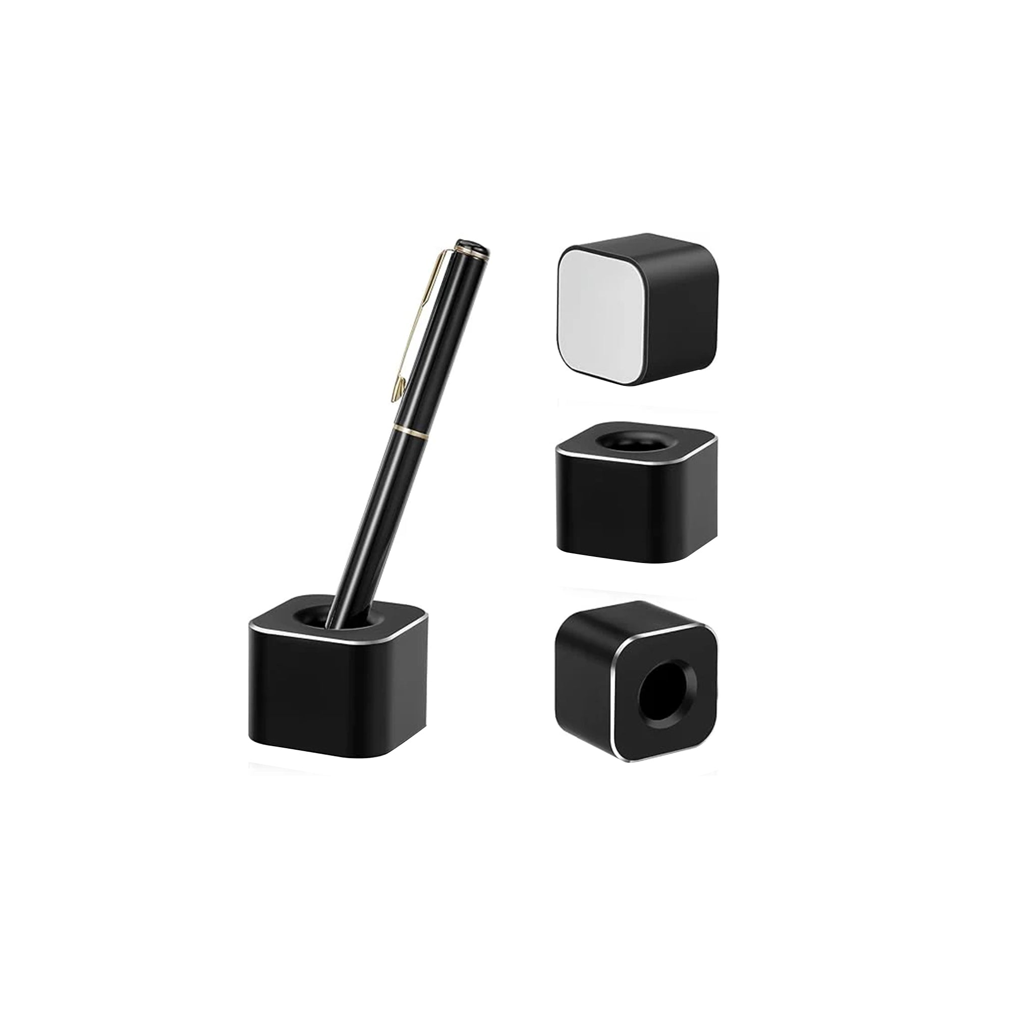 2-Pack Black Metal Pen Holder Ÿ?? Square Aluminum Desk Organizer