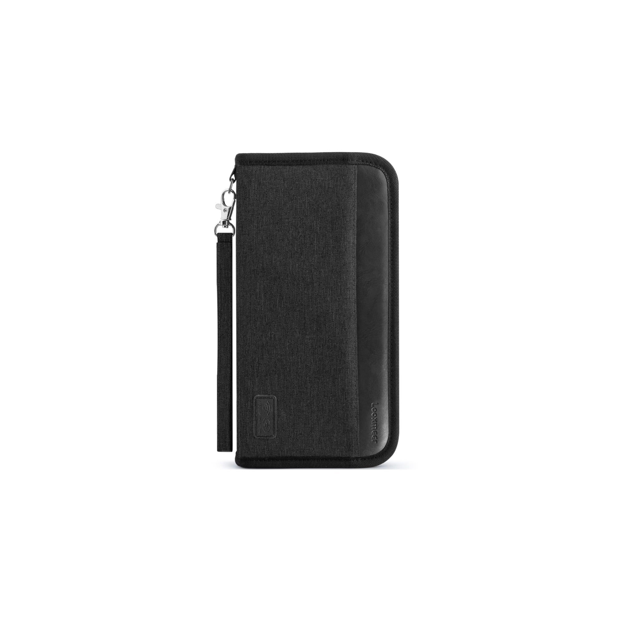 Travel Wallet Family Passport Holder – RFID Blocking Travel Documents Organizer Case for Men & Women, Durable Passport Case (Black)