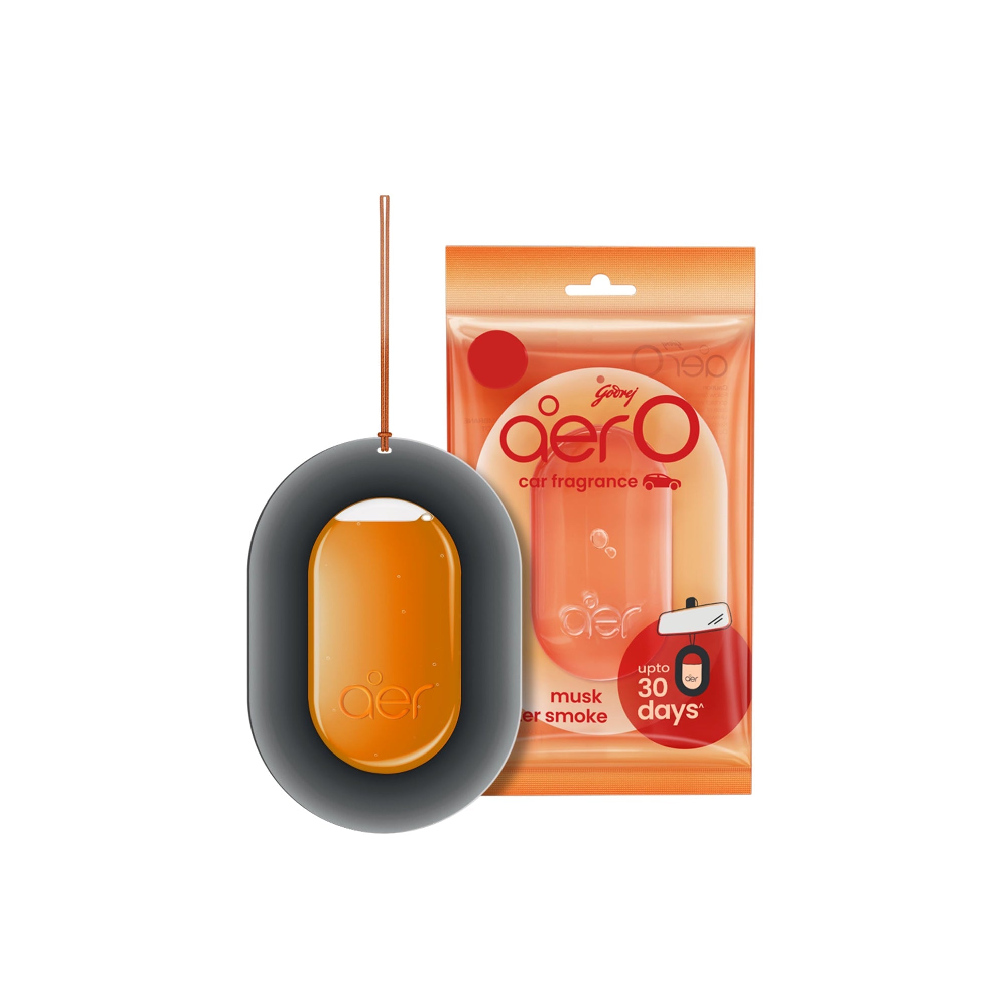 Godrej aer O Hanging Car Air Freshener – Musk After Smoke 7.5g | Long-Lasting Car Fragrance Accessory