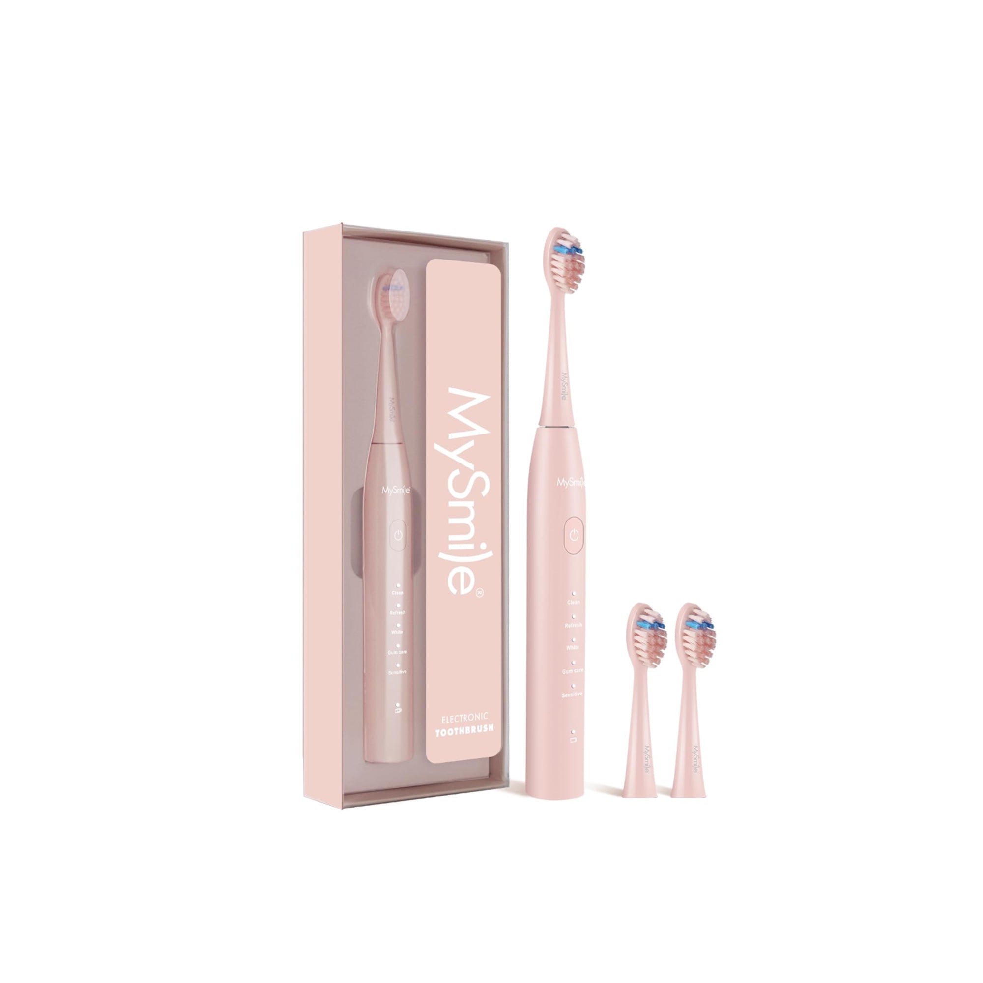 MySmile DY156 Electric Toothbrush for Adults – Rechargeable Sonic Toothbrush, 45,000 VPM, 5 Modes, Smart 2-Min Timer, 3 Brush Heads, 60-Day Battery Life (Pink)