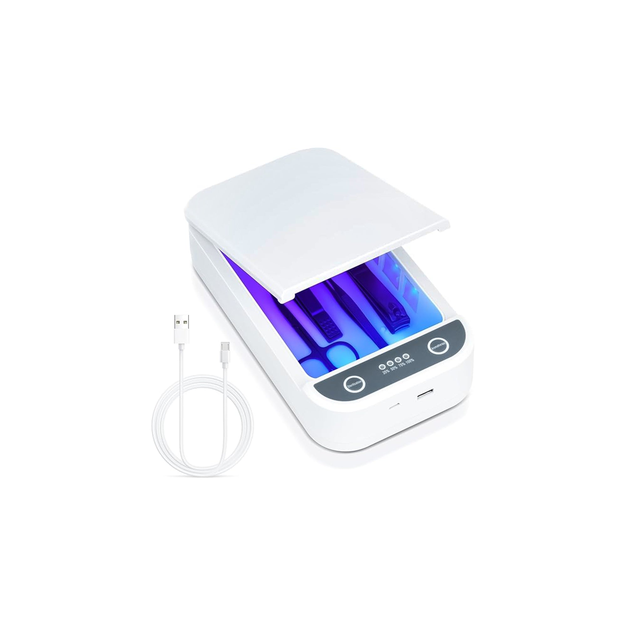 Nail Tool Sterilizer with Blue Light – Portable USB Sterilizer Box for Nail Tools, Tweezers, Jewelry & Phone, UV Cleaning Machine for Salon & Home Use