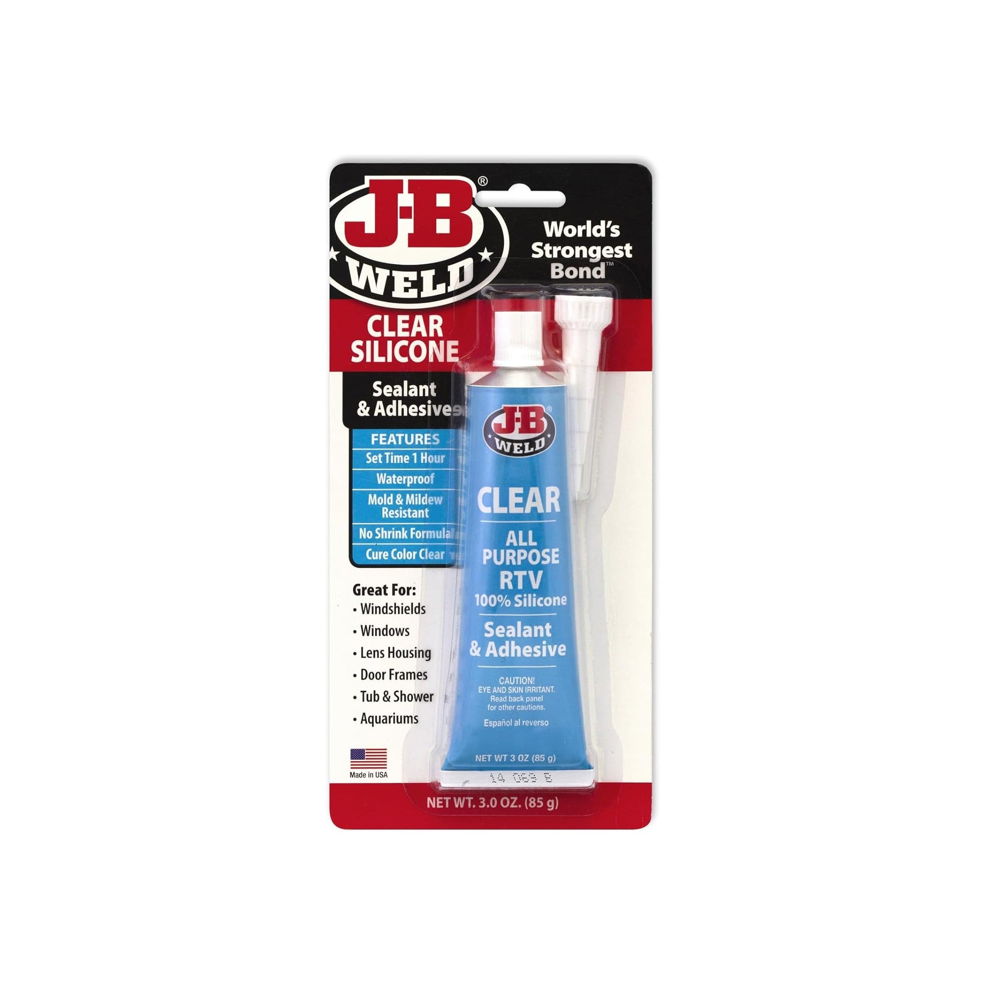 J-B Weld All-Purpose RTV Silicone Sealant & Adhesive 3oz – Clear Waterproof Flexible Sealant for Automotive, Home & DIY Repairs
