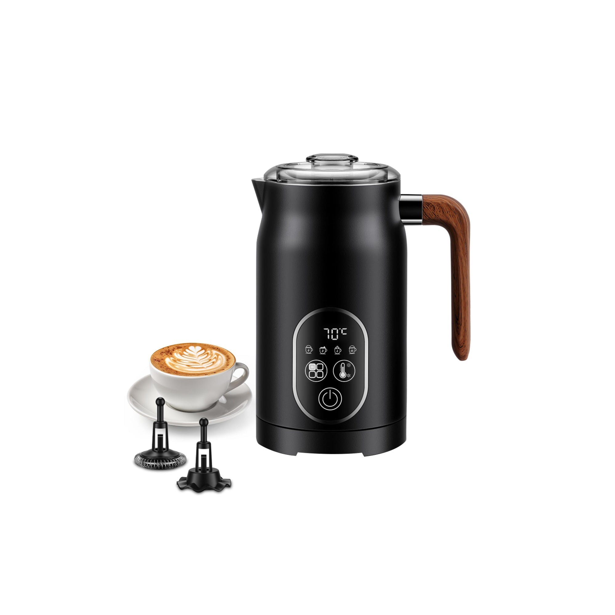 4-in-1 Milk Frother and Steamer – 300ml Automatic Milk Warmer with Temperature Control, Hot & Cold Foam for Coffee, Cappuccino, Latte & Hot Chocolate