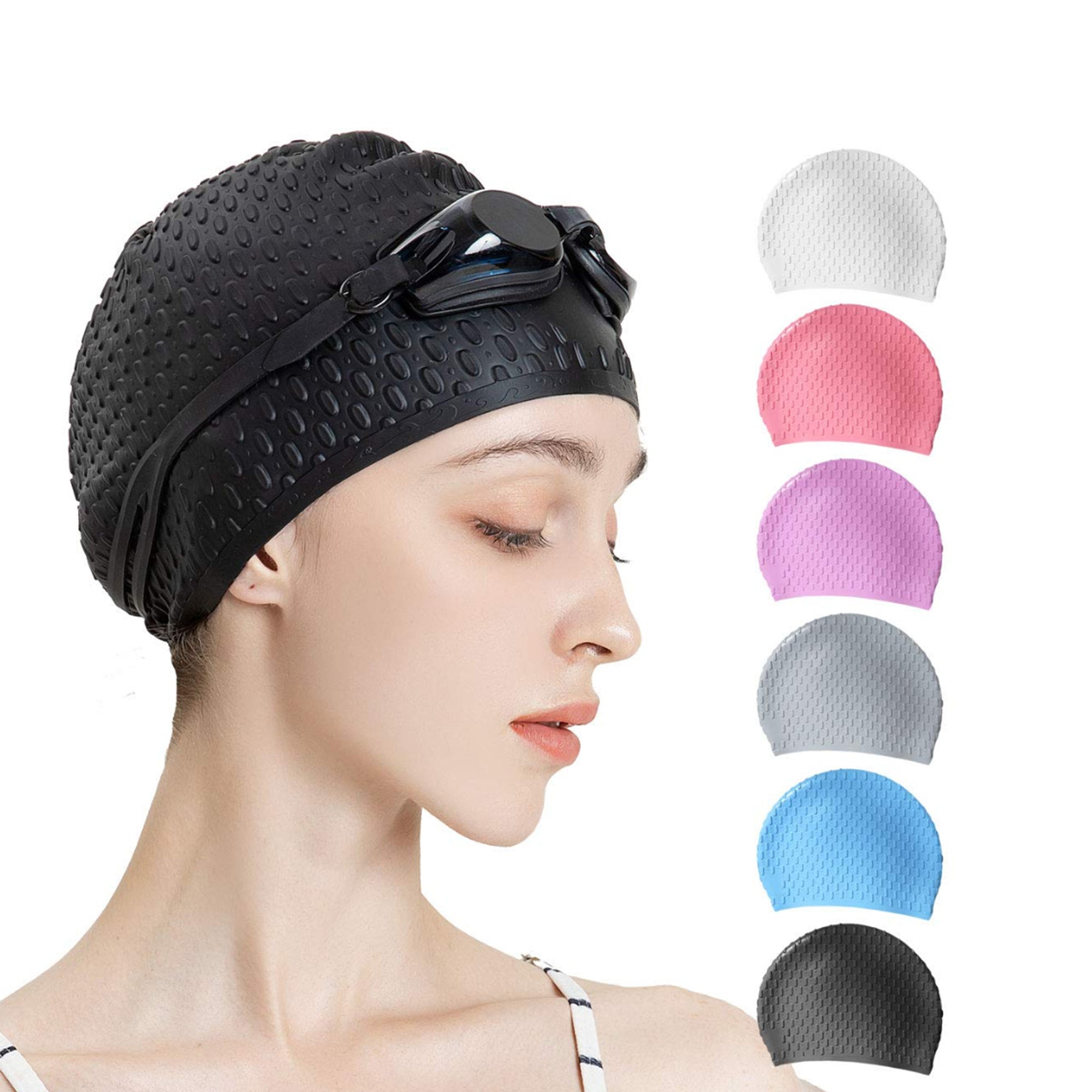 Tripsky Silicone Swim Cap – Comfortable Waterproof Swimming Cap for Men & Women | Fits Long, Short & Curly Hair | Hair Protection & Anti-Fade Bathing Cap