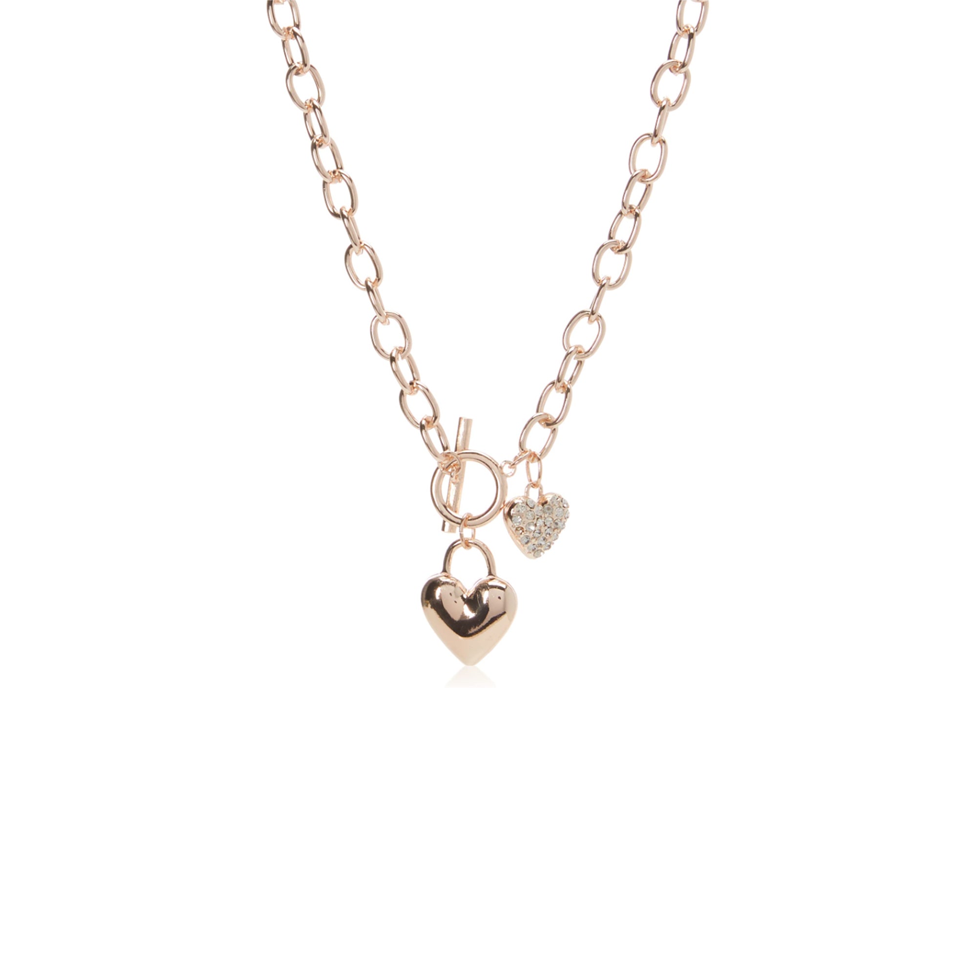 GUESS Womens Puffy Heart Toggle Necklace Metal One Size No Stone Fashion Chain Necklace