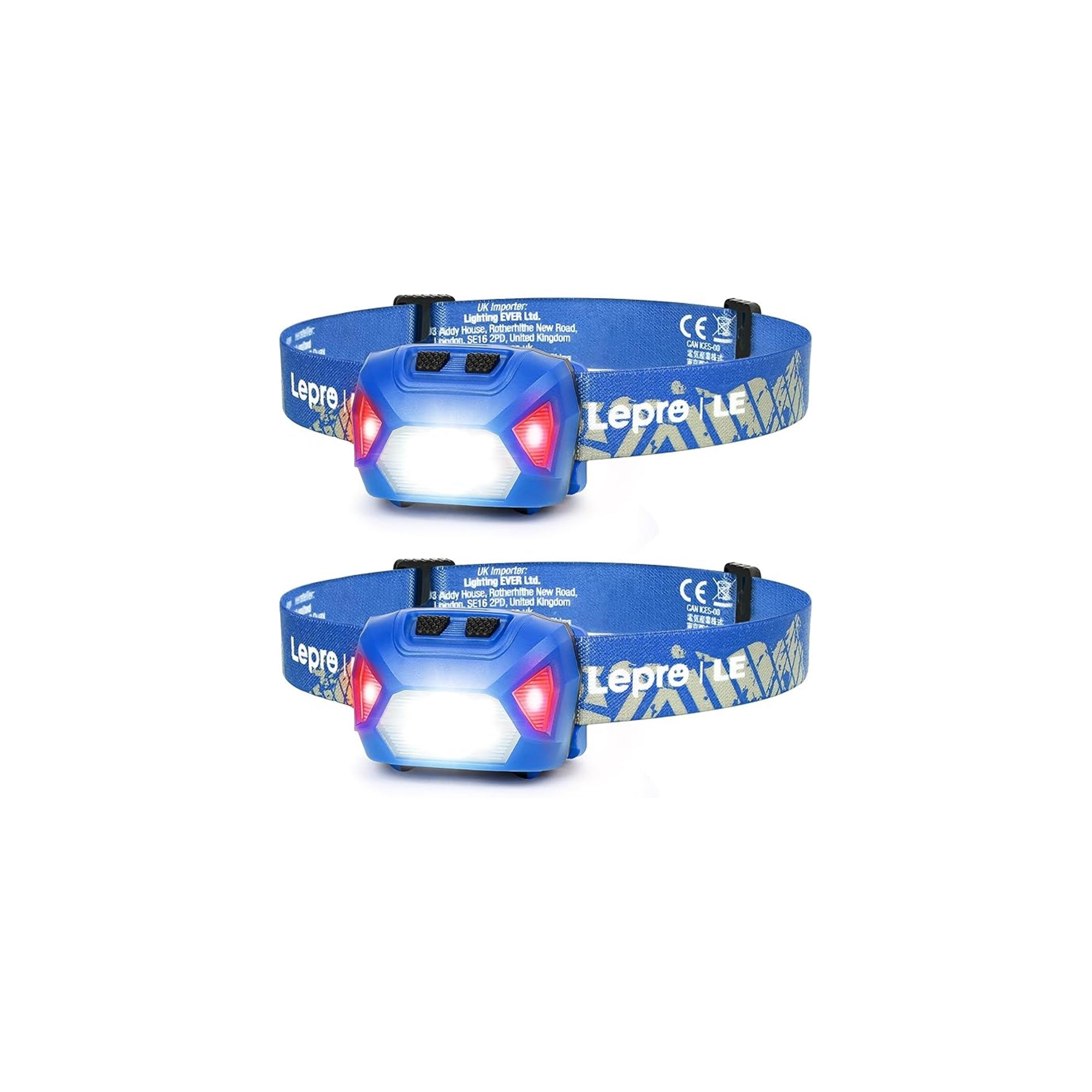 Lepro Head Torch (2 Pack) – Super Bright LED Headlamp with 6 Lighting Modes, Waterproof, Battery Powered, Lightweight for Camping, Cycling & Running (Batteries Not Included)