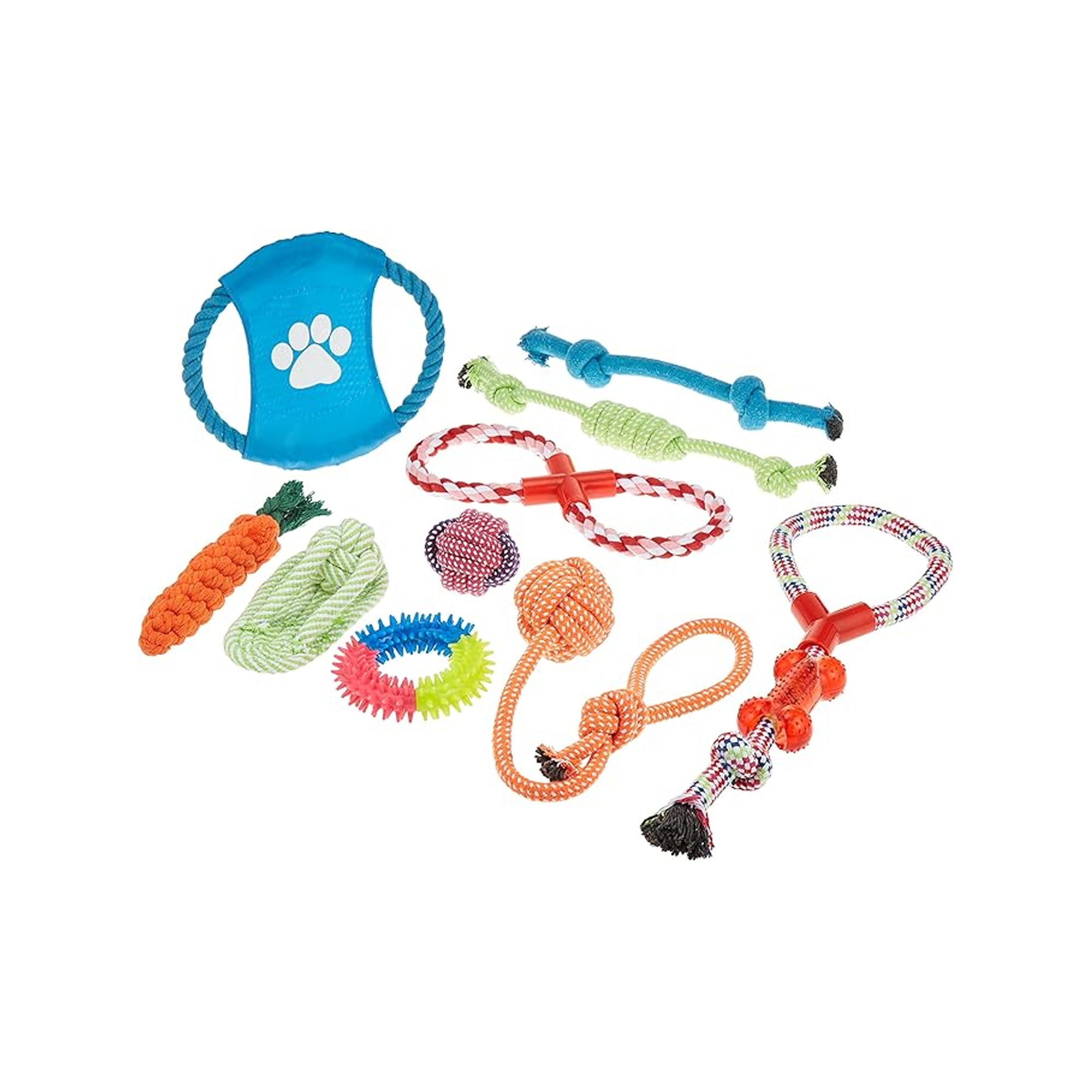 10 Pcs Pet Puppy Toys Gift Set – Balls, Rope & Squeaky Chew Toys for Dogs & Cats
