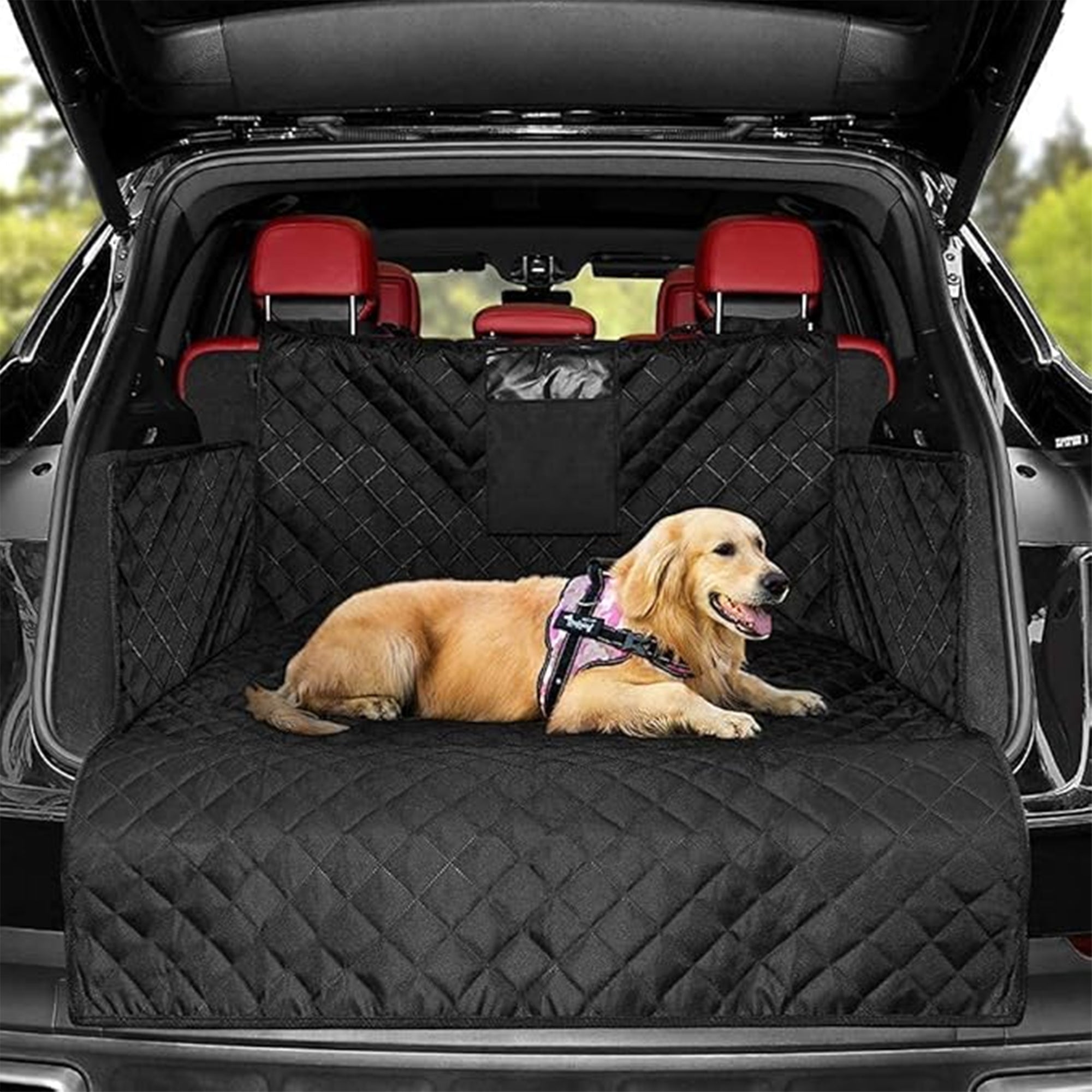 AbaqKalza Dog Trunk Cargo Liner – Waterproof SUV Pet Seat Cover with Side Flaps & Bumper Protector, Non-Slip Durable Oxford Mat (Black)