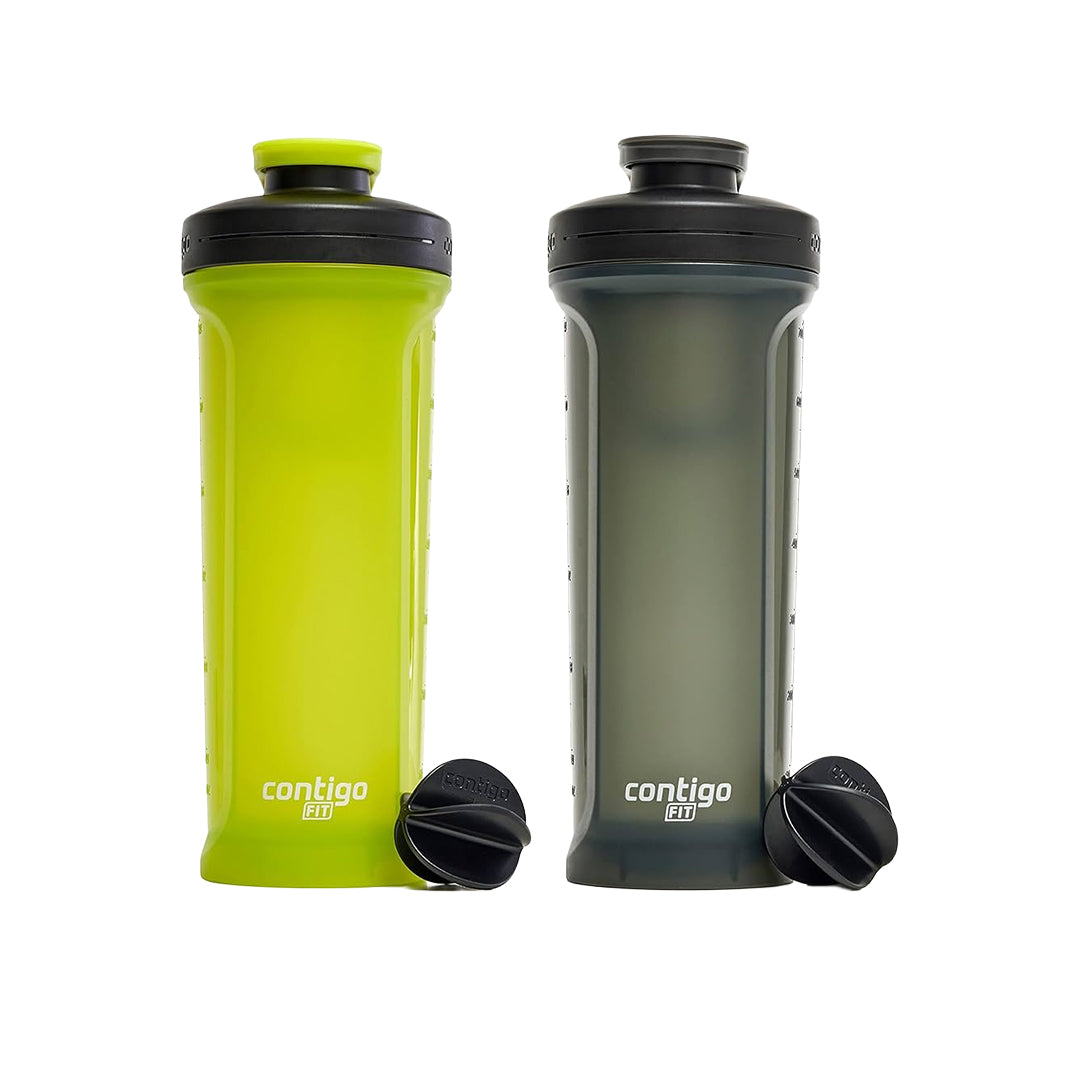 Contigo Fit Shake & Go 2.0 Shaker Bottle with Leak-Proof Lid, 28oz Gym Water Bottle with Whisk and Carabiner Handle, Dishwasher Safe Mixer B