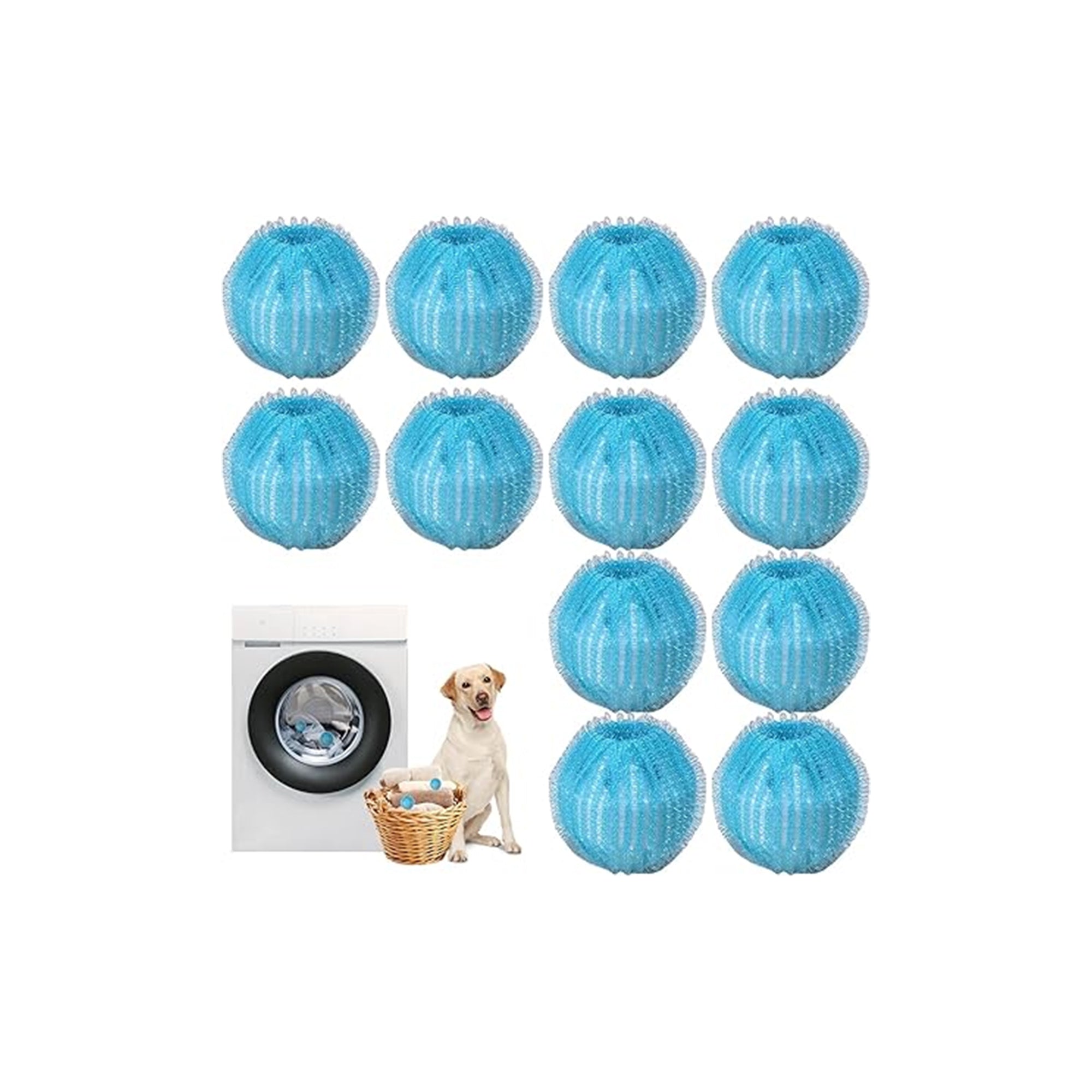 12-Pack Reusable Pet Hair Remover for Laundry – Fur Zapper Style Hair Catcher for Washing Machine & Dryer, Safe for Clothes & Bedding