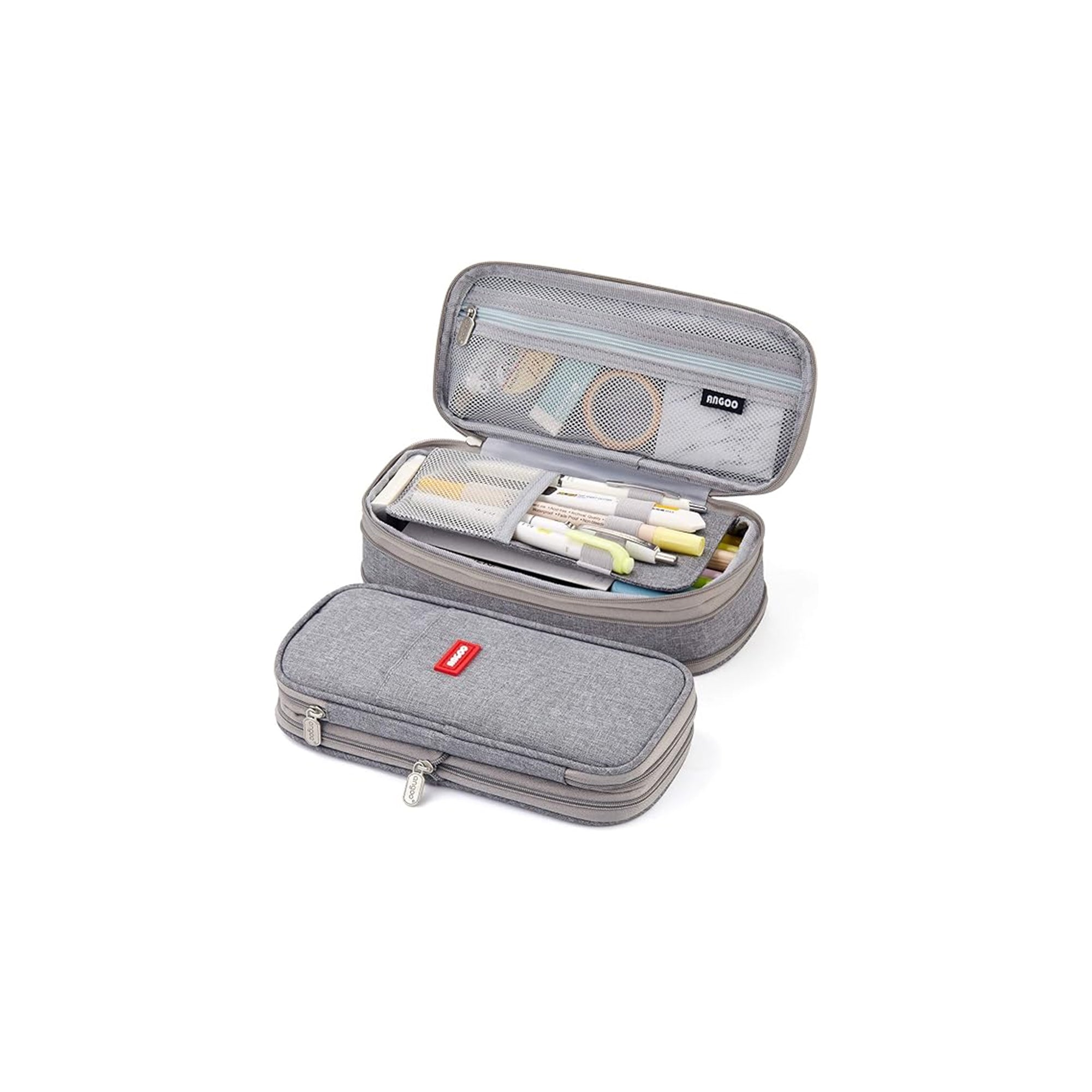 EASTHILL High Capacity Pencil Case Gray Large Storage Pouch Organizer for College School