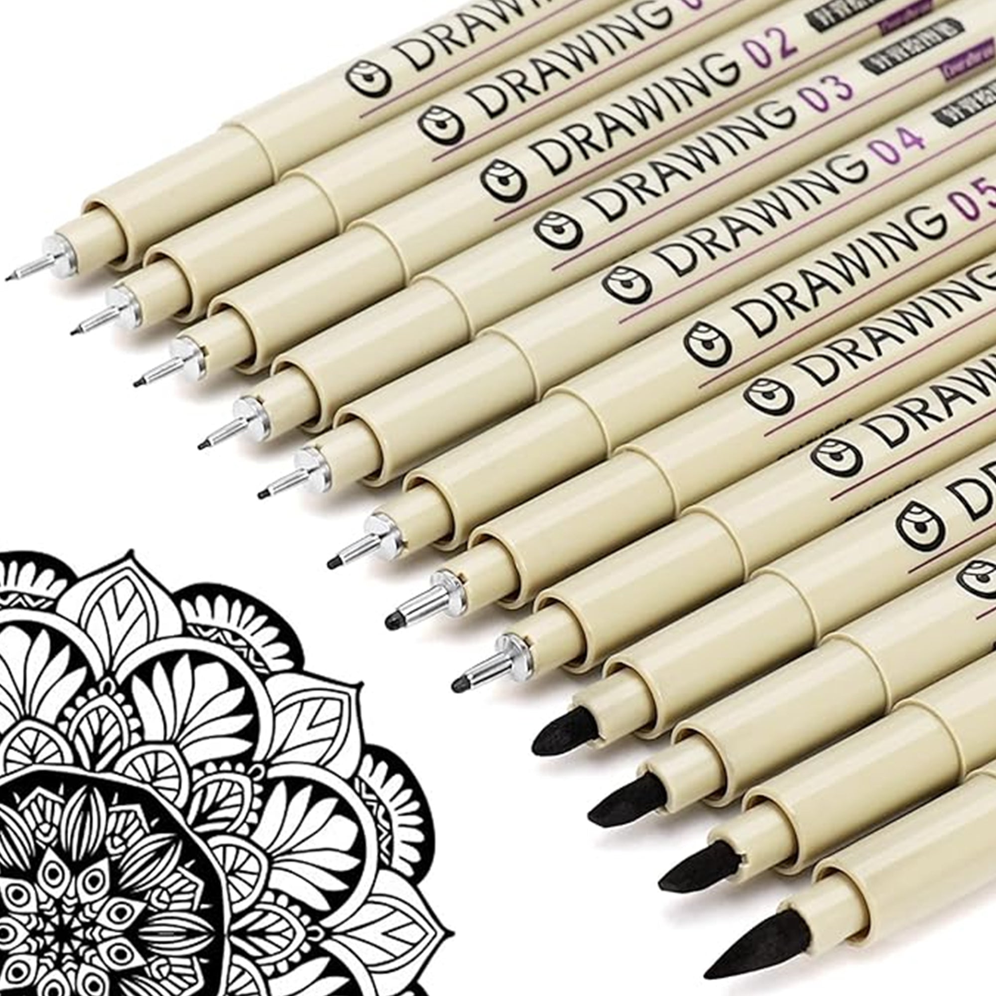 Muchcute Micro Fineliner Drawing Pens Set – 12 Black Waterproof Fine Line Ink Markers | Archival Sketching, Manga, Anime & Zentangle Art Supplies
