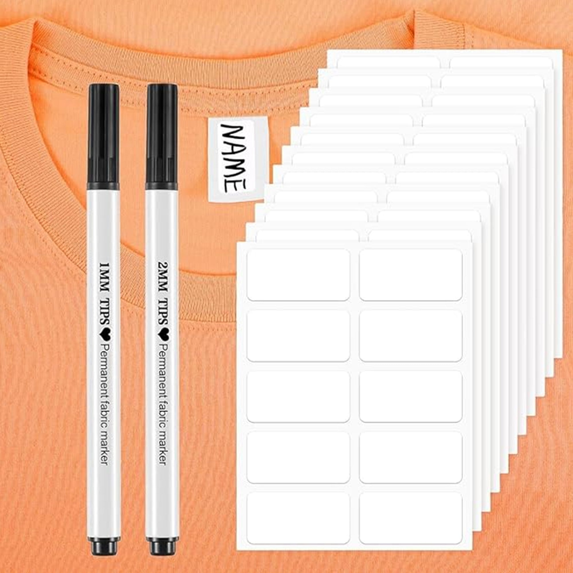 100 Pieces No-Iron Clothing Labels – Washable Self-Adhesive Name Tags | Writable Fabric Labels with Permanent Marker | Washer & Dryer Safe (Daycare & School Use)
