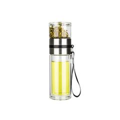 Glass Infuser Water Bottle with Stainless Steel Tea Separator Leak-Proof Travel Bottle