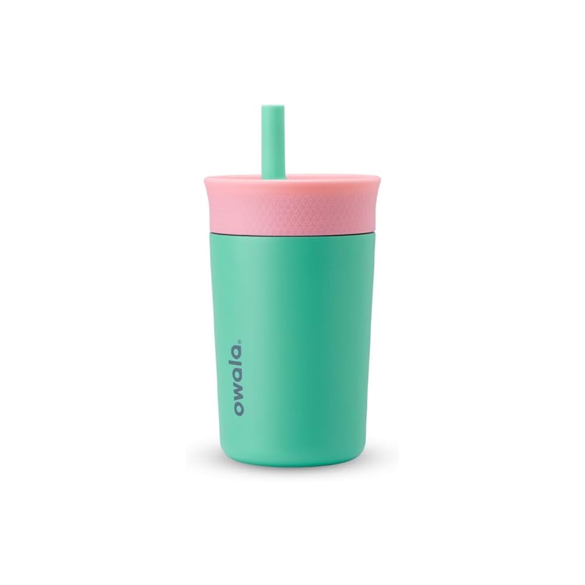 Owala Kids Insulated Stainless Steel Tumbler 12oz with Spill-Resistant Straw – Dishwasher Safe Travel Water Bottle (Pink & Teal)