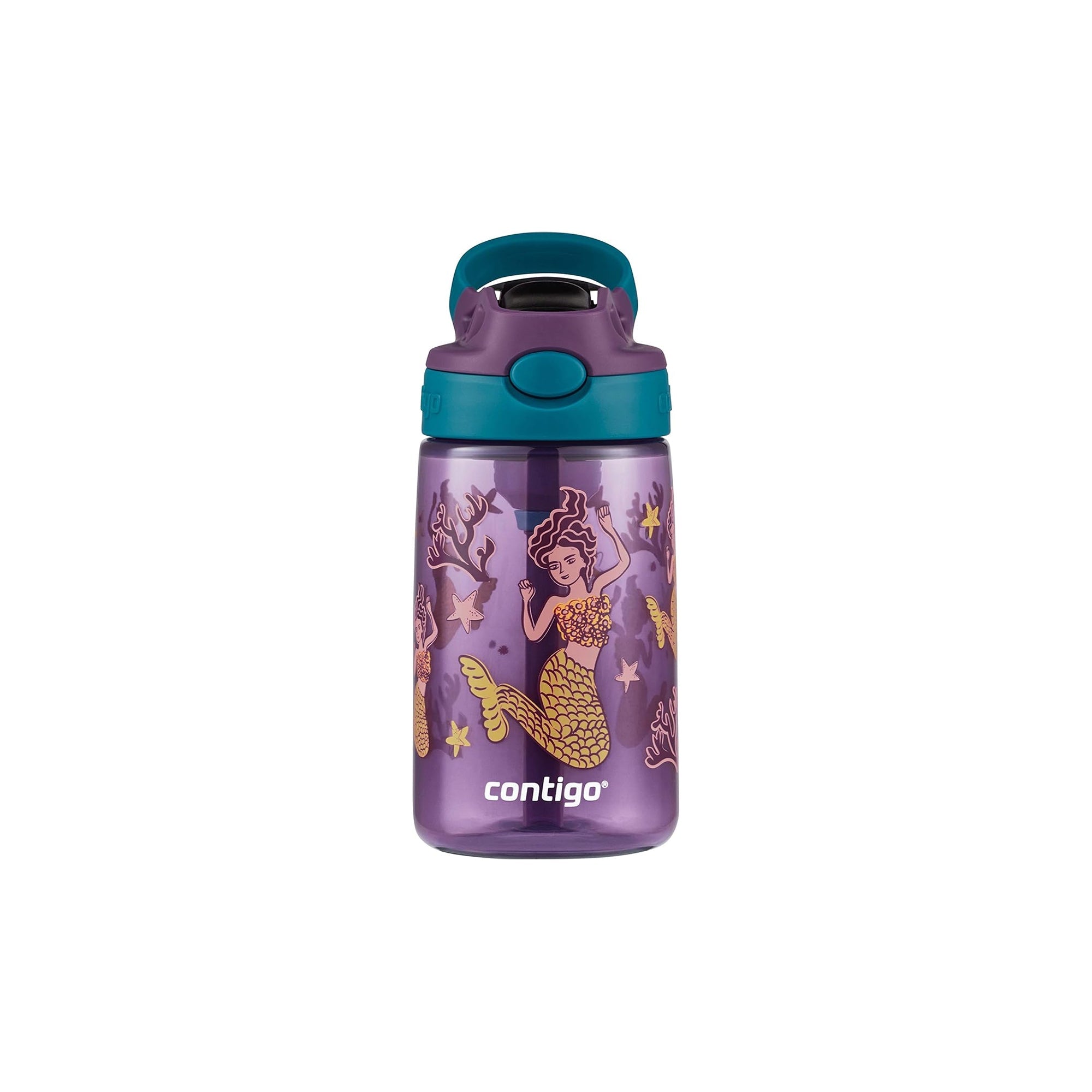 Contigo Kids Water Bottle with Redesigned AUTOSPOUT Straw, 14 oz., Eggplant & Mermaid