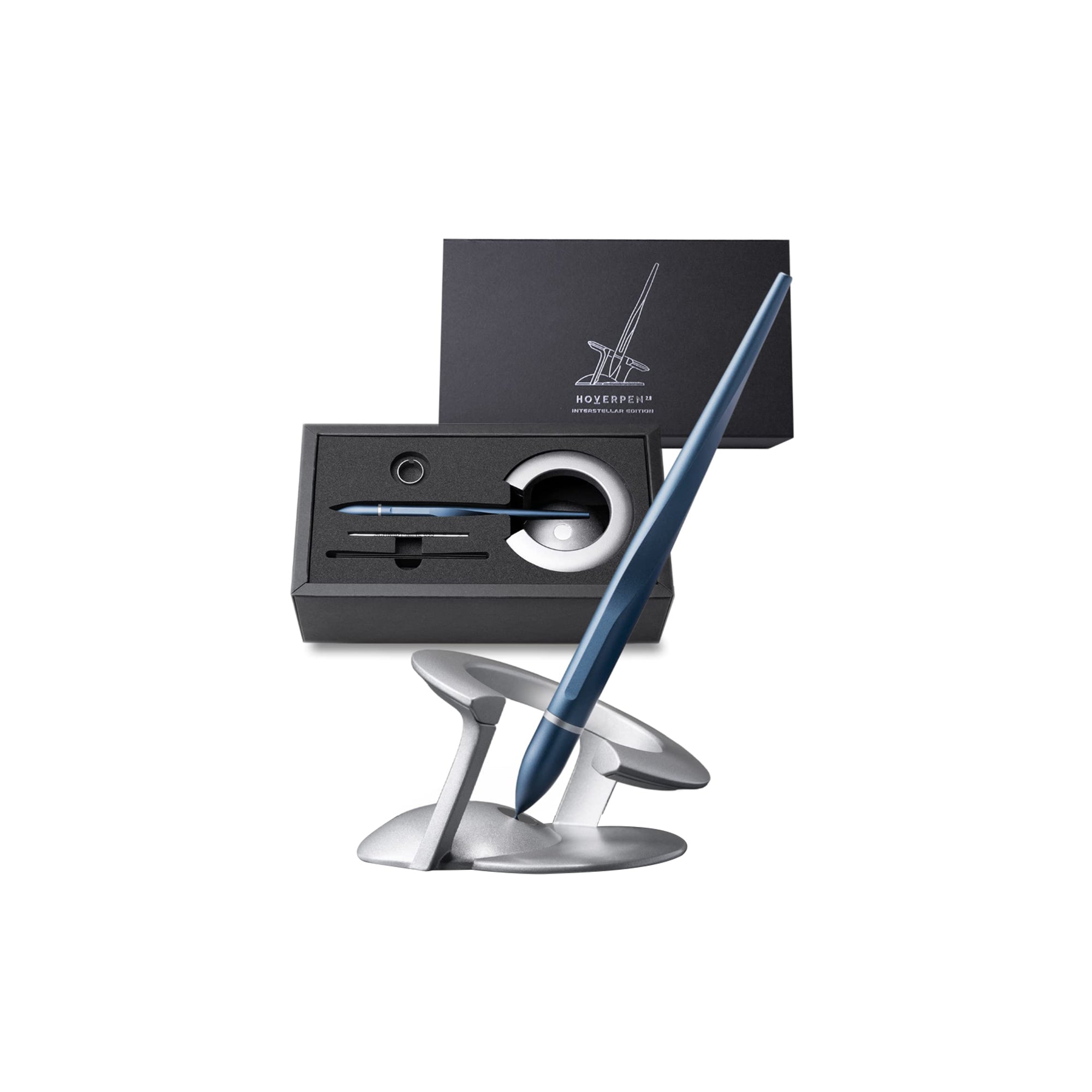 Novium Hoverpen Interstellar Edition – Luxury Aerospace Alloy Executive Pen | Free-Spinning Futuristic Desk Pen (Neptune Blue)