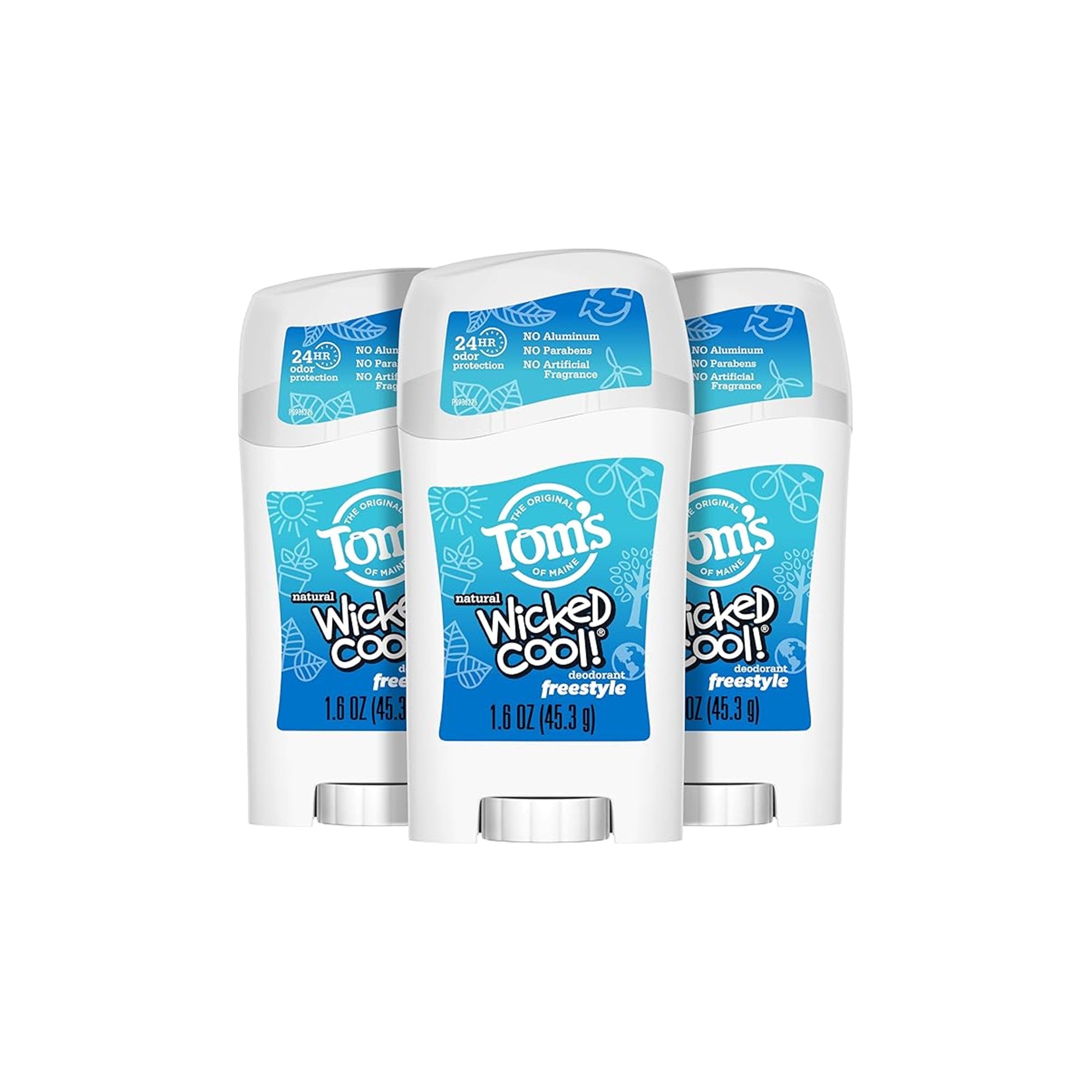 Tom’s of Maine Wicked Cool! Natural Deodorant for Kids – Aluminum-Free Freestyle 1.6 oz (3-Pack)