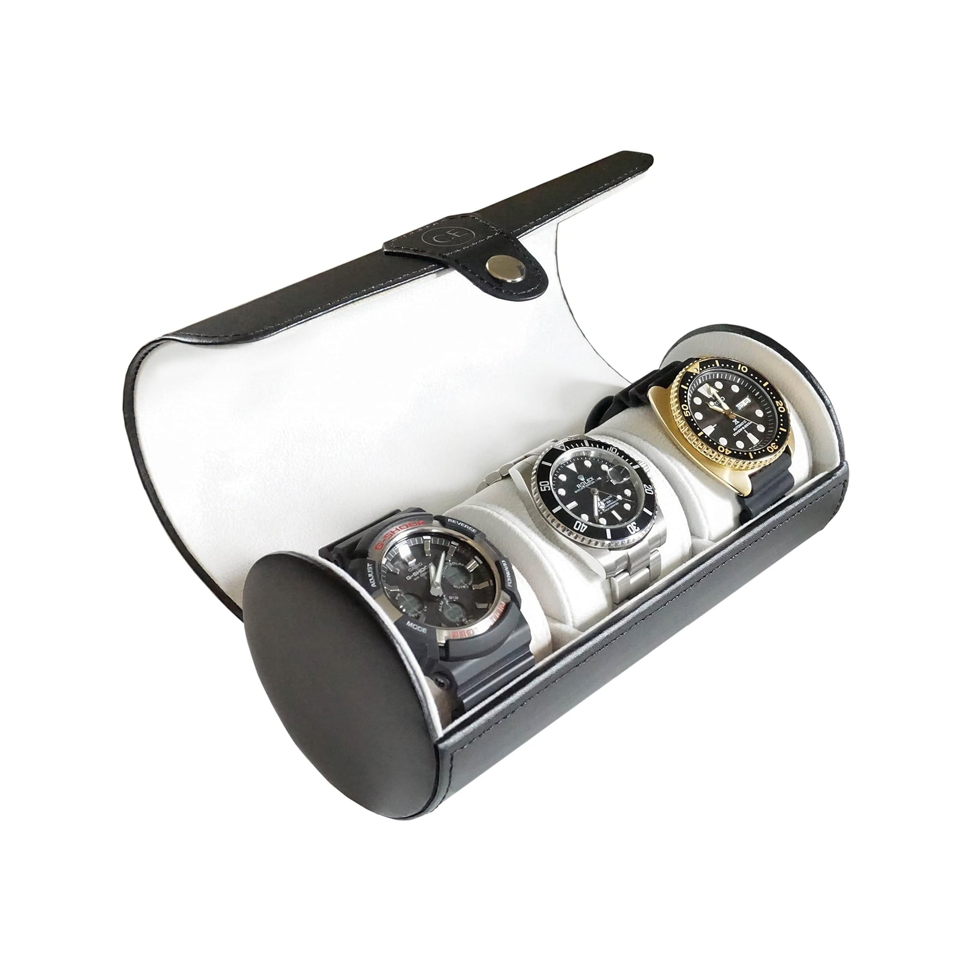 Case Elegance Travel Watch Case Roll Organizer – Vegan Leather Watch Storage & Display Case for Men