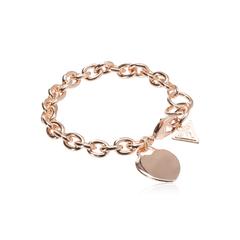 GUESS Basic G Logo Heart Link Bracelet Gold Tone Fashion Jewelry
