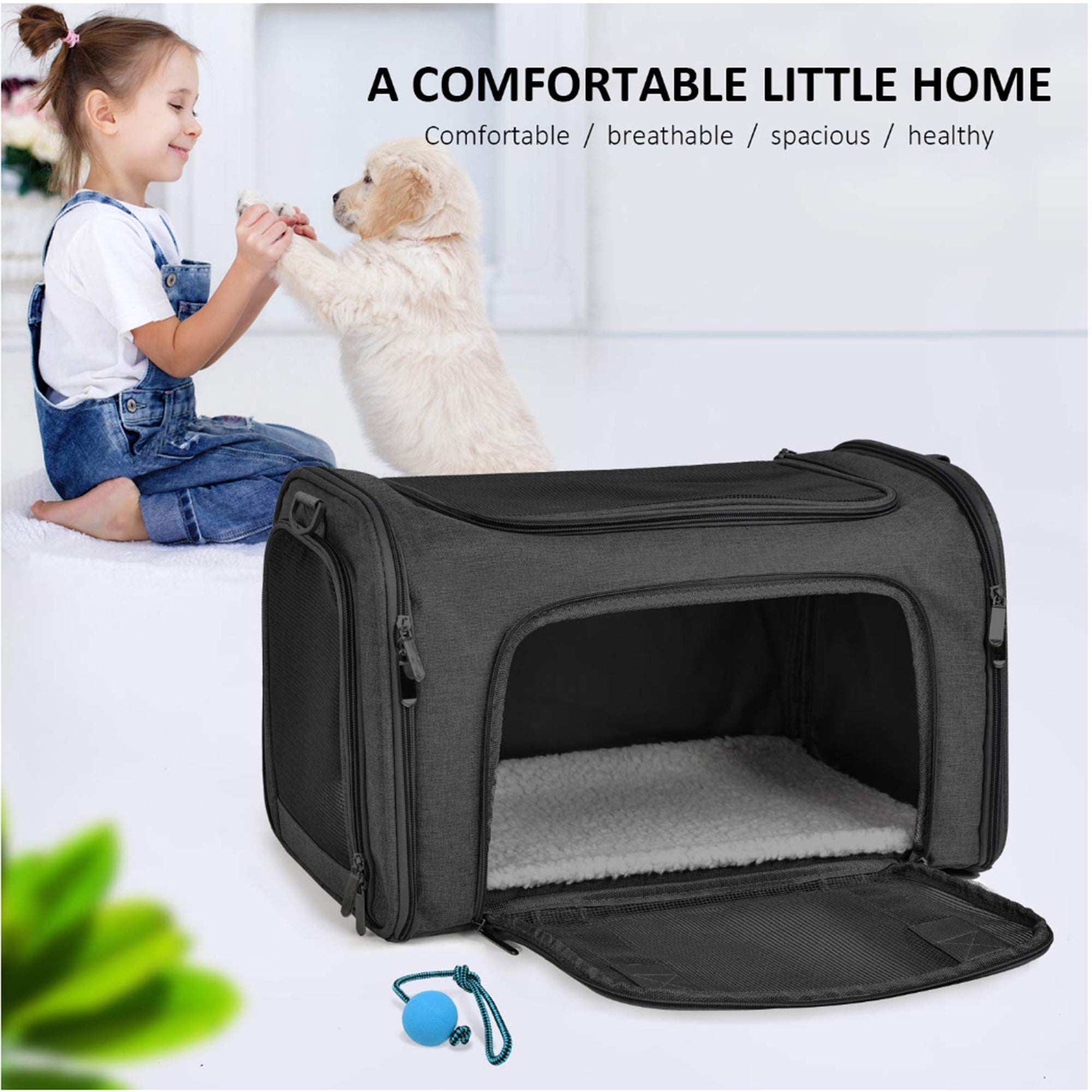 Henkelion Pet Carrier – TSA Airline Approved Soft-Sided Travel Carrier for Cats & Small Dogs up to 15 lbs, Collapsible Design (Black)