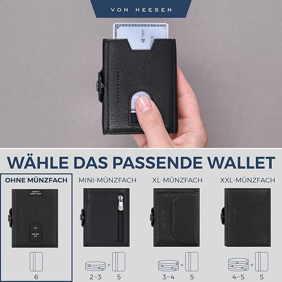 VON HEESEN Slim RFID Wallet Mini Card Holder for Men and Women Small Credit Card Holder Black