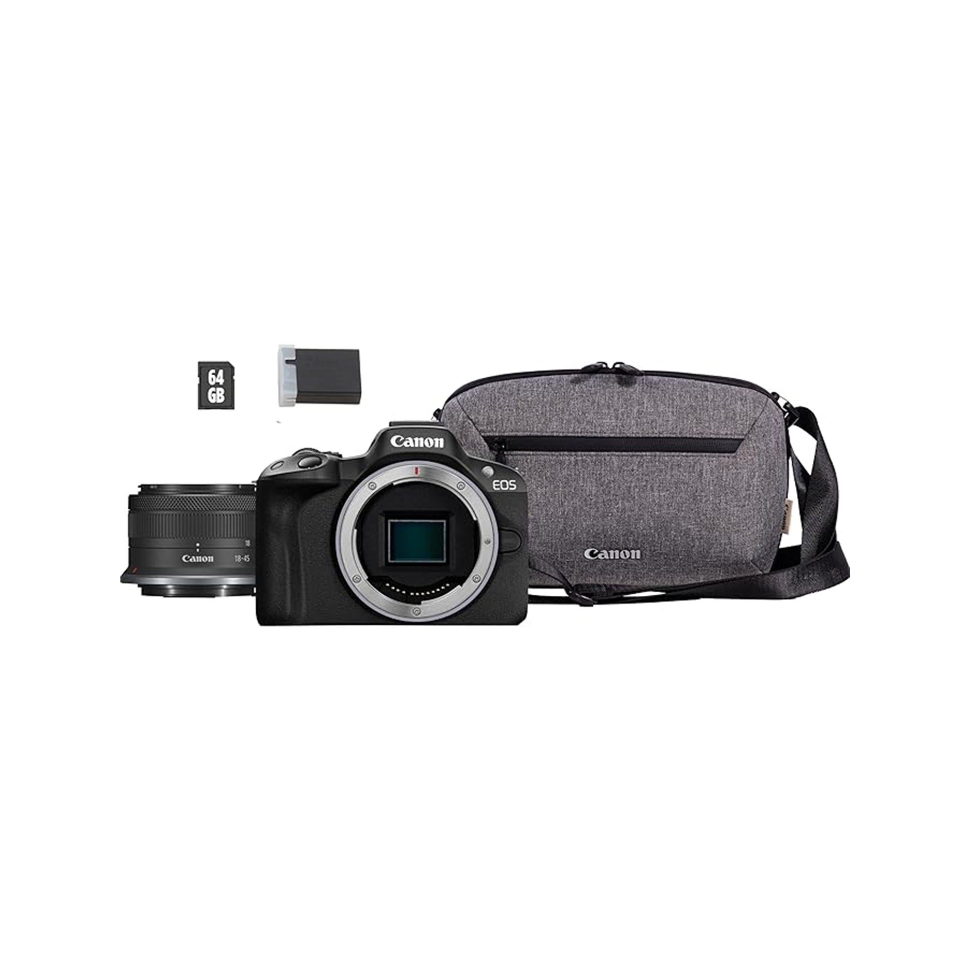 Canon EOS R50 Mirrorless Camera with RF-S 18-45mm Lens Bundle – 24.2MP APS-C Camera with Lens, Backpack & SD Card (Online Exclusive)