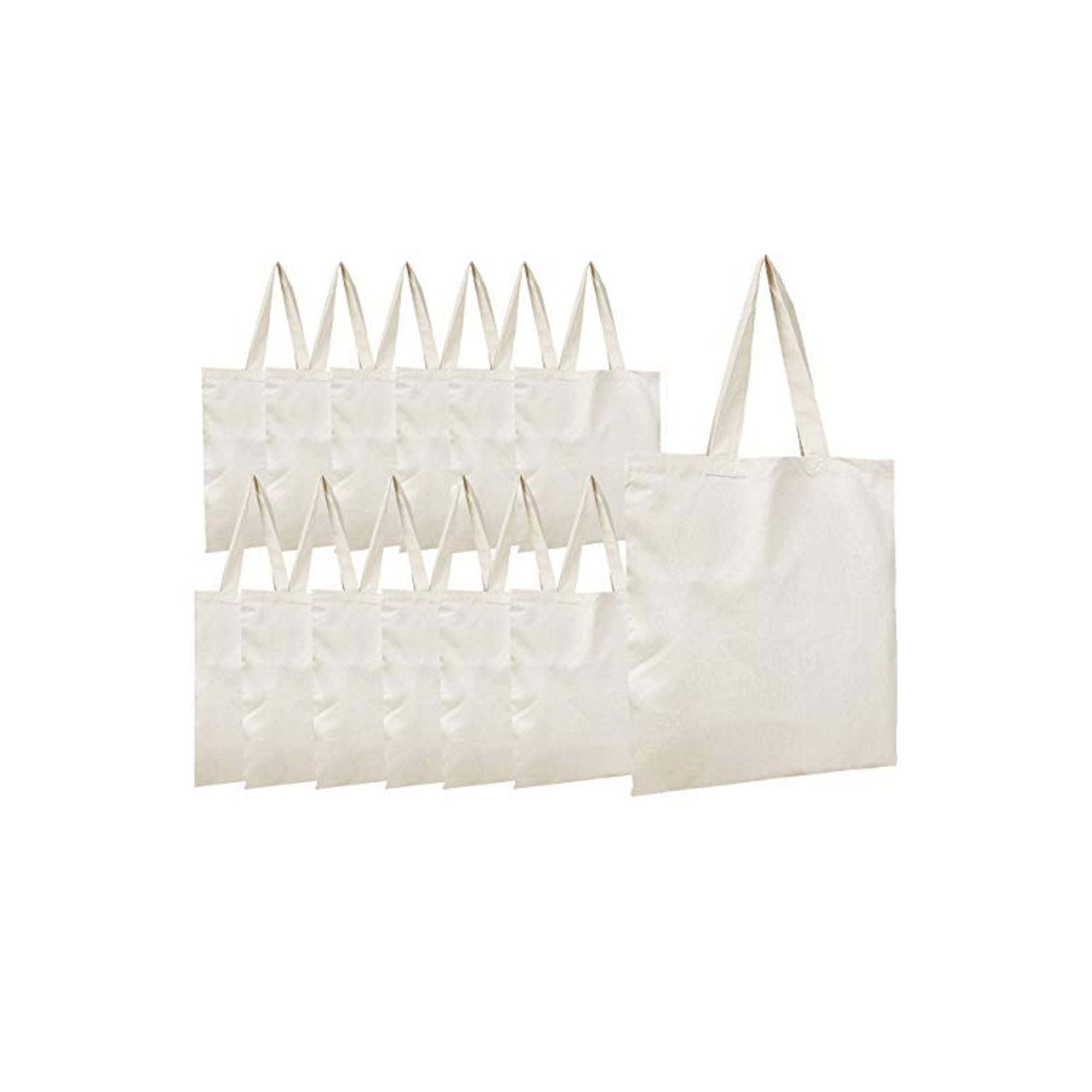 BagzDepot Plain Cotton Canvas Tote Bags Pack of 12 – Natural Reusable Shopping Bags | Eco-Friendly Heavy Duty Canvas Tote Bag (One Size)